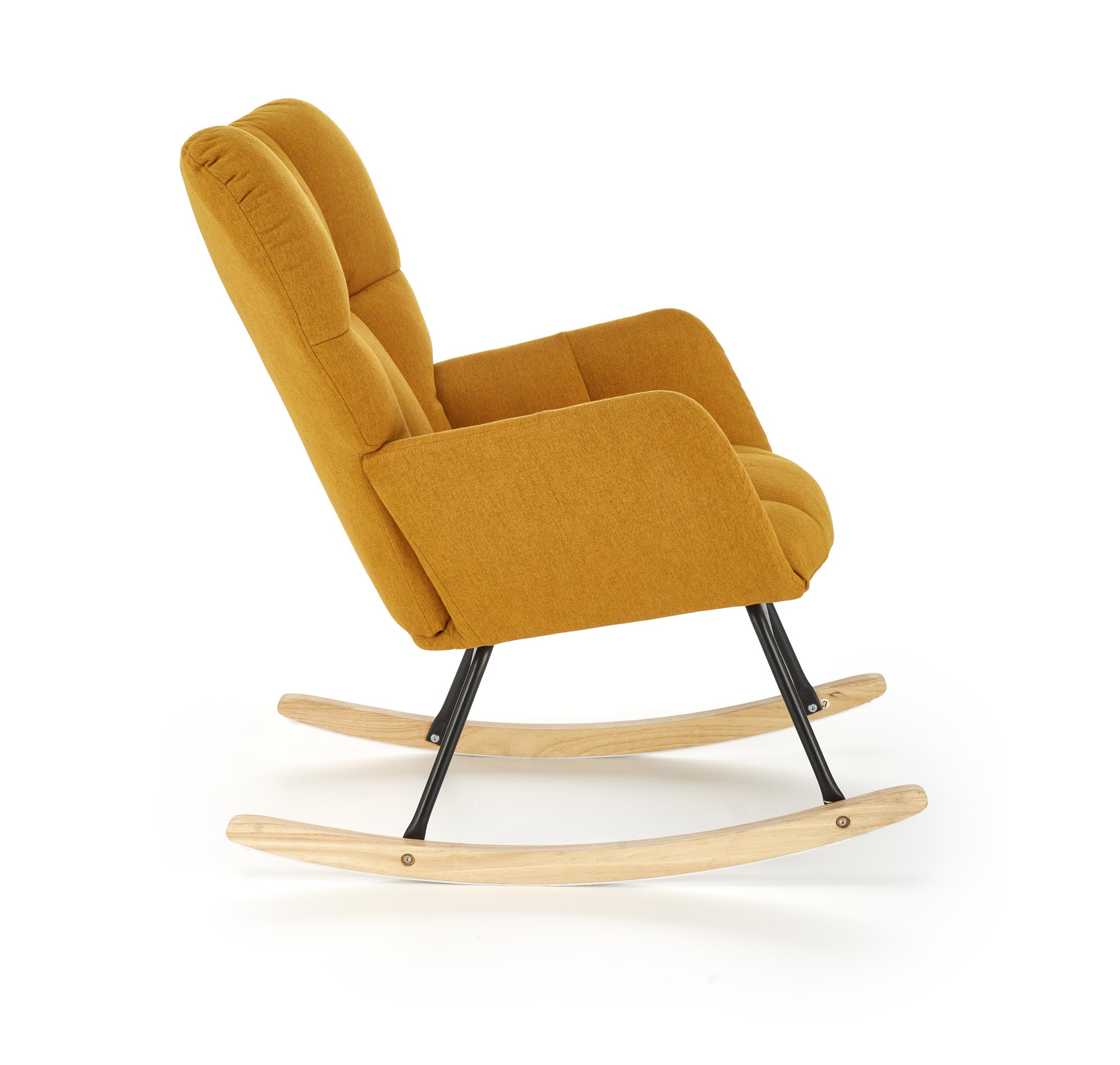 VASCO kreslo hojdacie, látka horčicová NEA#66/nohy drevo