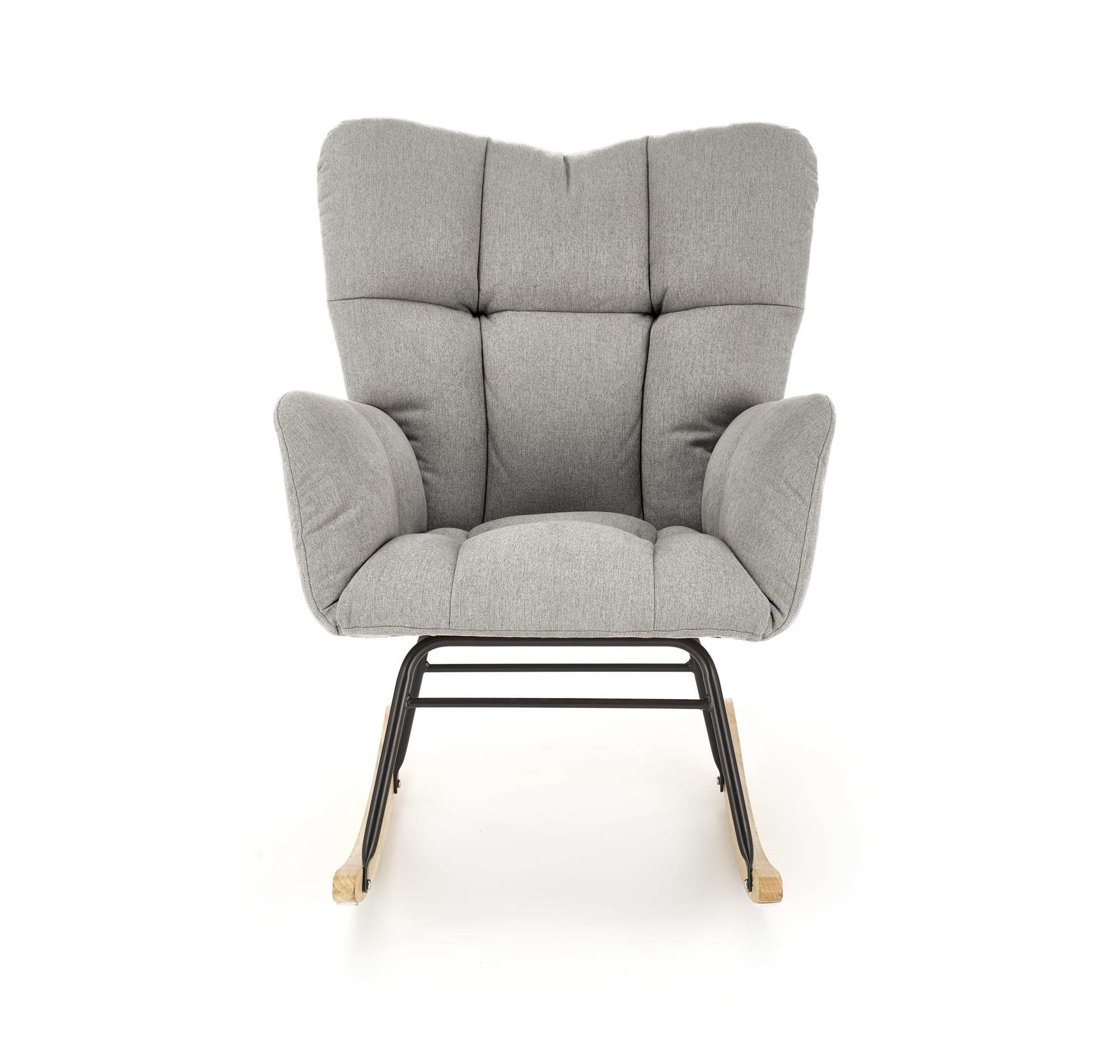 VASCO kreslo hojdacie, látka sivá NEA#15/nohy drevo