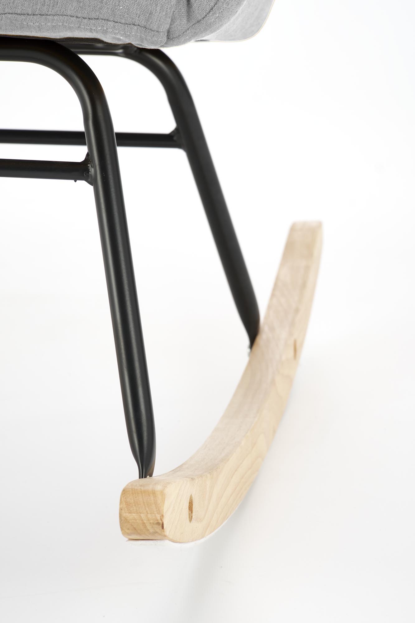 VASCO kreslo hojdacie, látka sivá NEA#15/nohy drevo