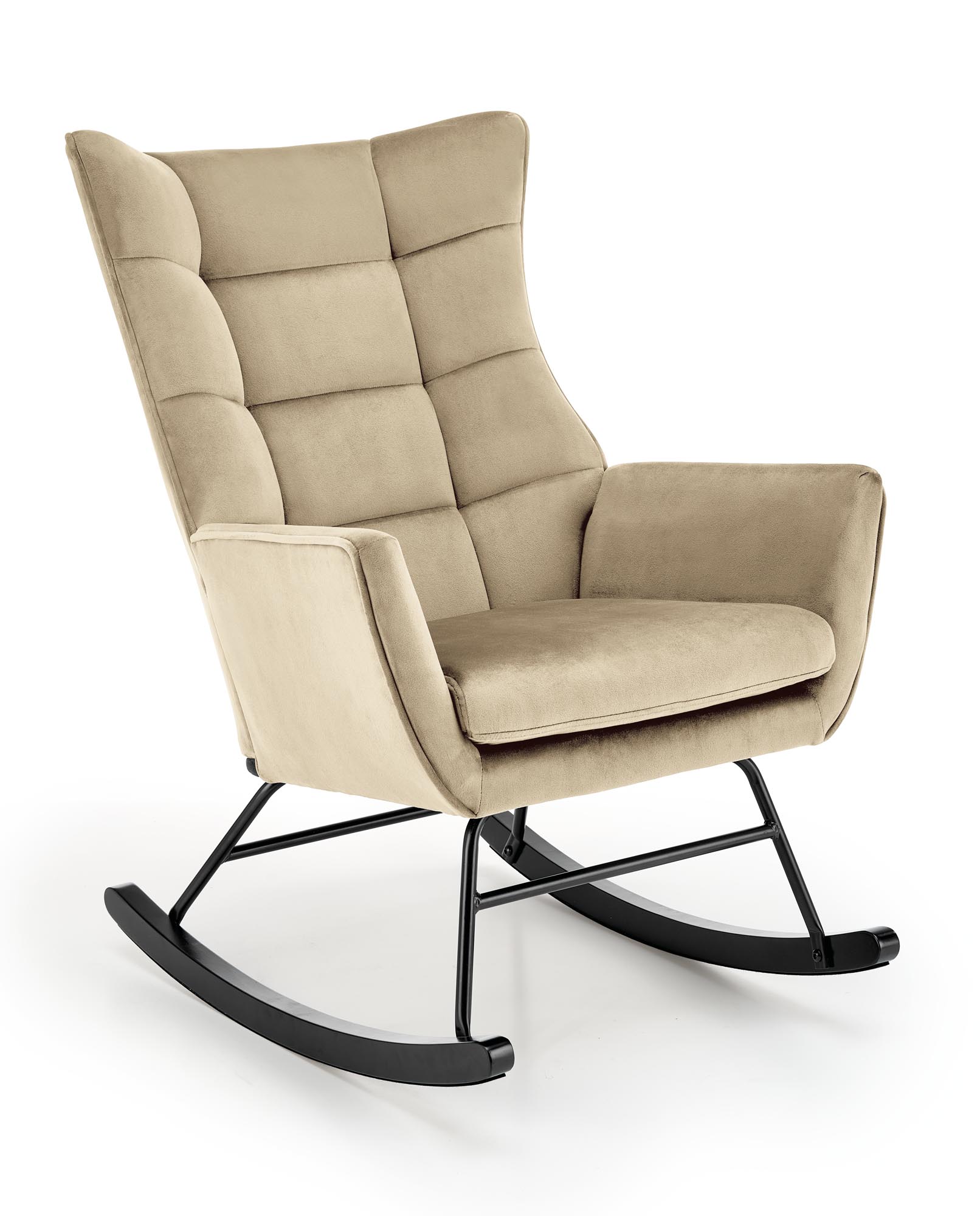 BAZALTO hojdacie kreslo,látka  zamat/oceľ/drevo, béžová