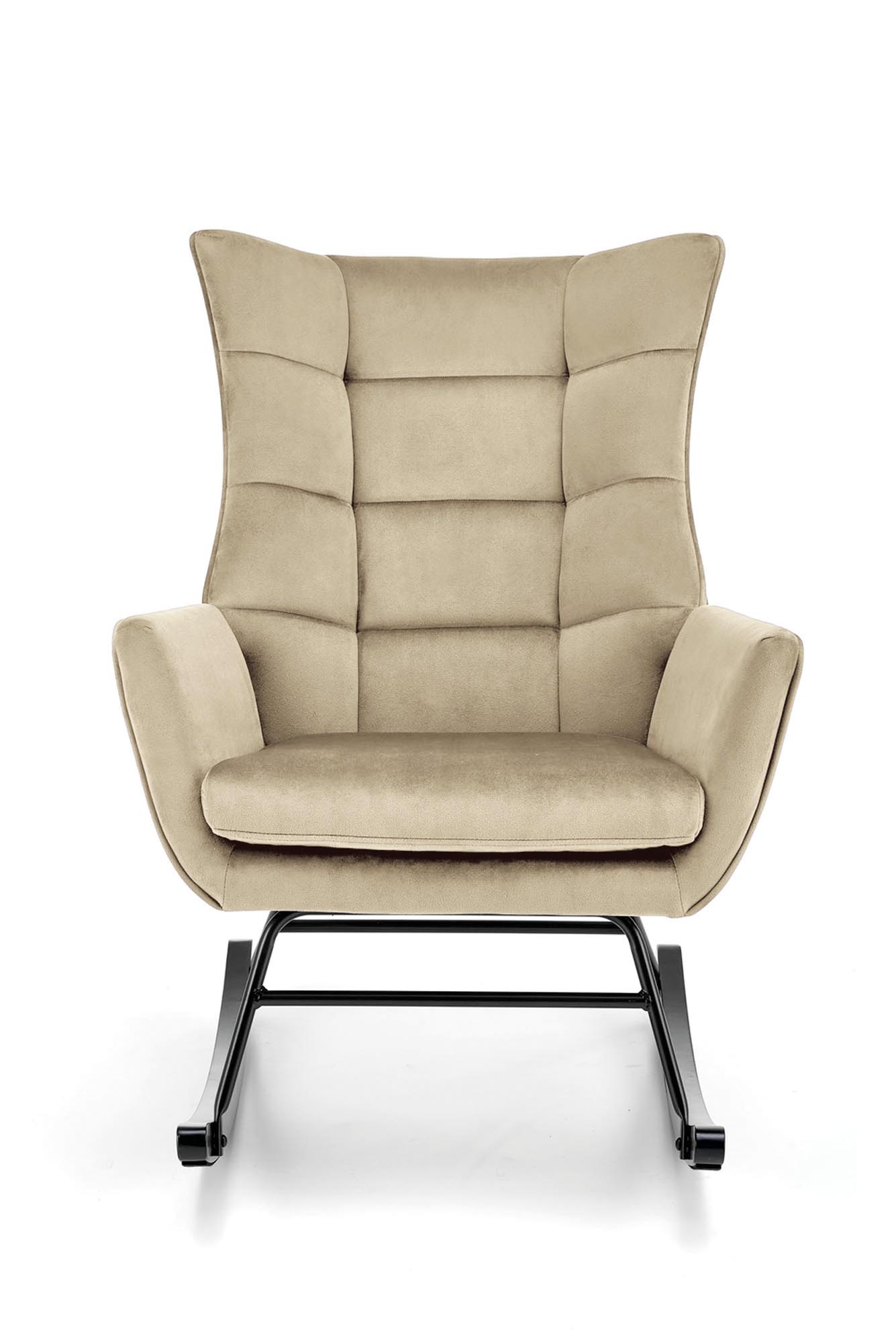 BAZALTO hojdacie kreslo,látka  zamat/oceľ/drevo, béžová