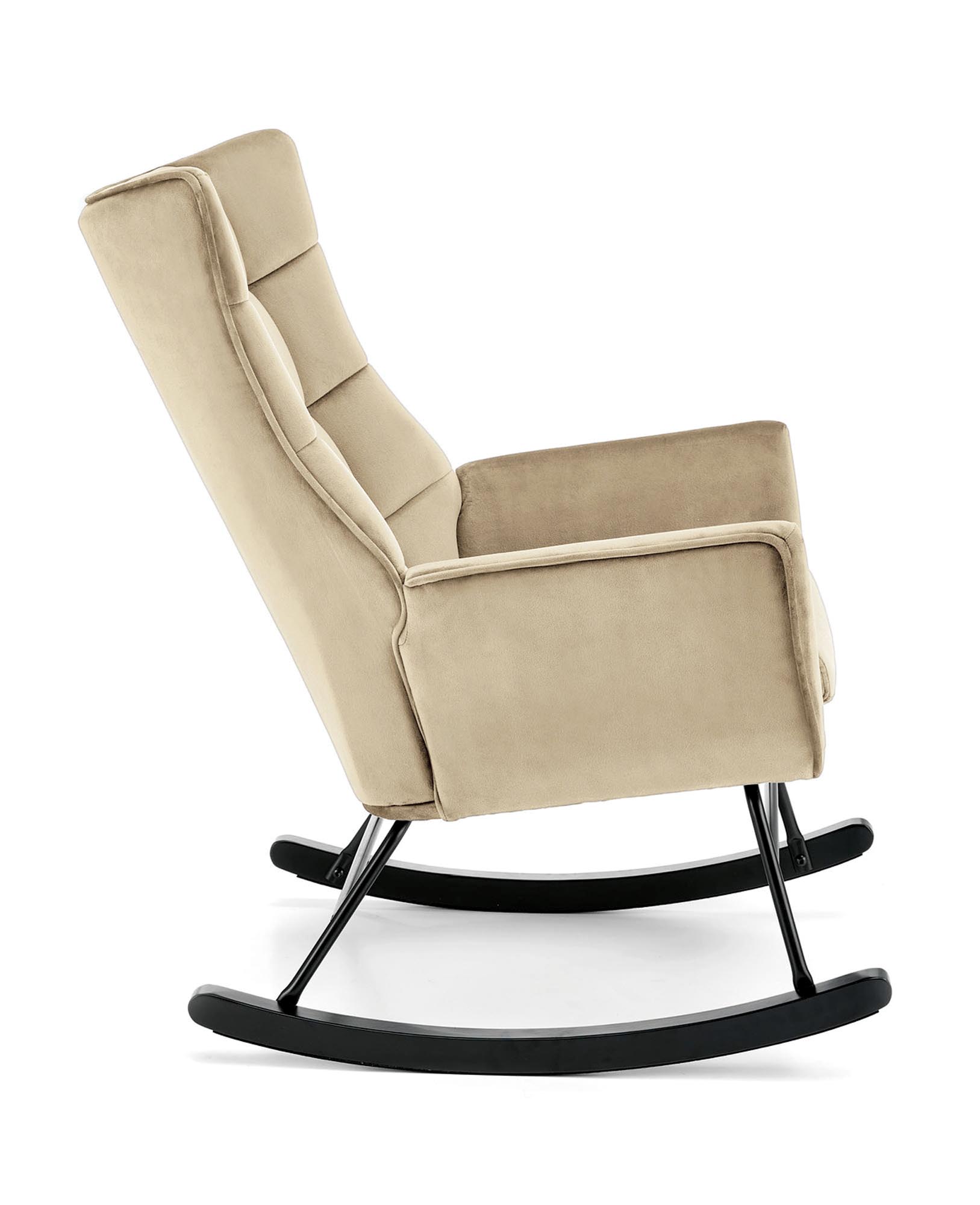 BAZALTO hojdacie kreslo,látka  zamat/oceľ/drevo, béžová