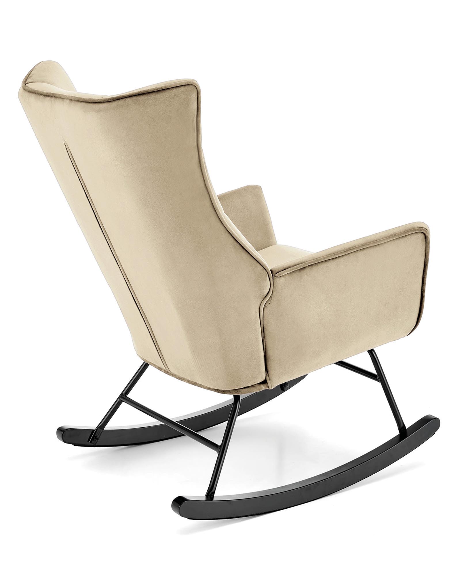 BAZALTO hojdacie kreslo,látka  zamat/oceľ/drevo, béžová