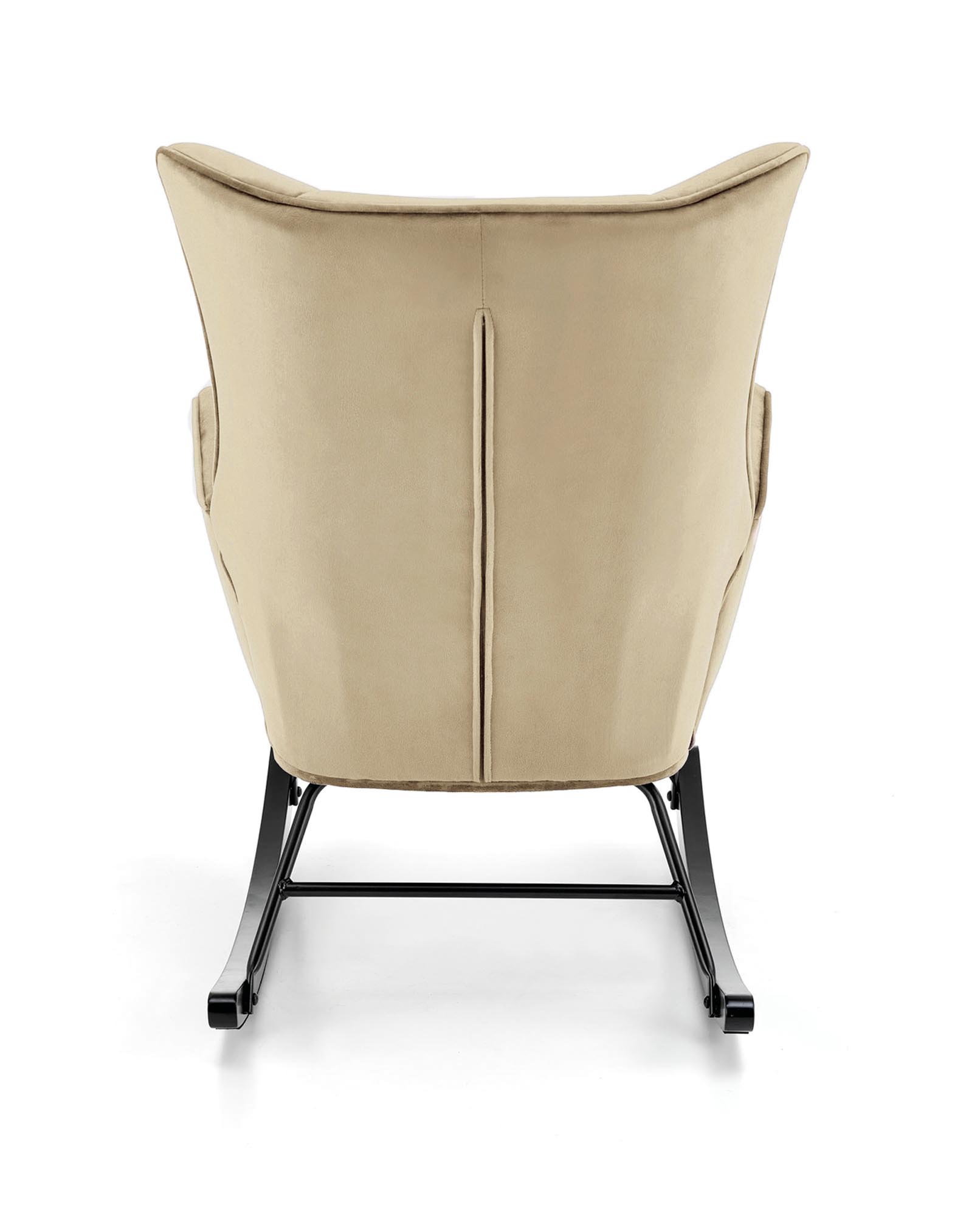 BAZALTO hojdacie kreslo,látka  zamat/oceľ/drevo, béžová