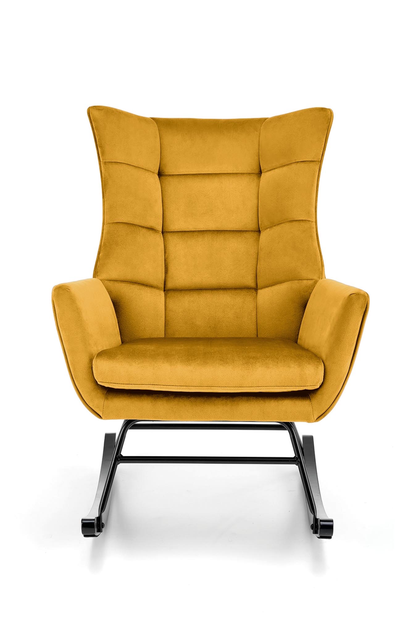 BAZALTO hojdacie kreslo,látka  zamat/oceľ/drevo, horčicová BLUVEL 68