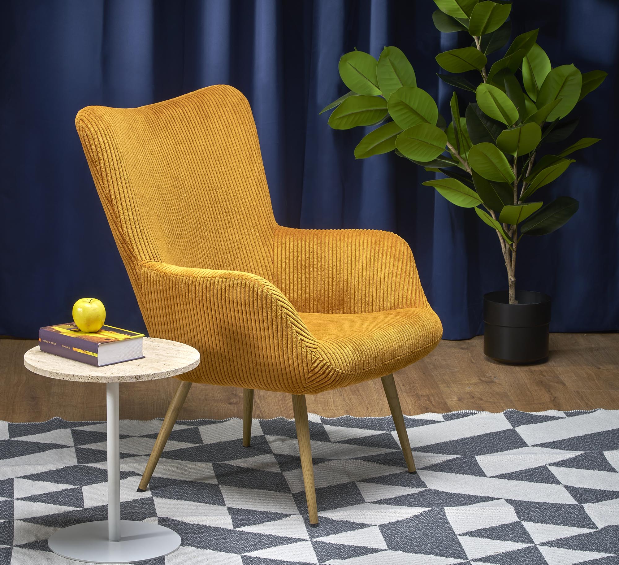 AMARO kreslo, látka manšester-HYPER#66/ horčicová