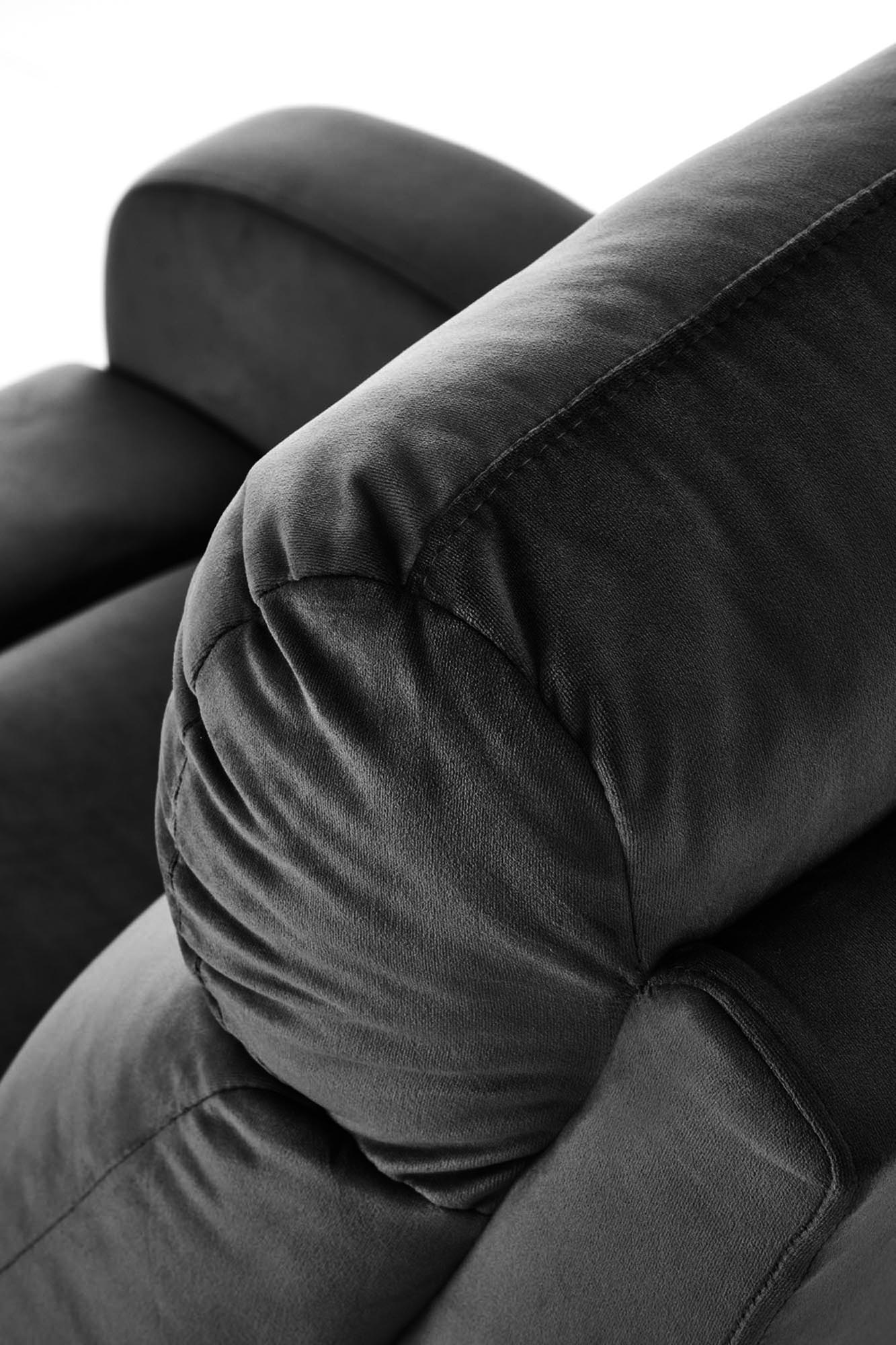 WONDER relaxačné hojdacie polohovateľné kreslo, látka zamat čierna