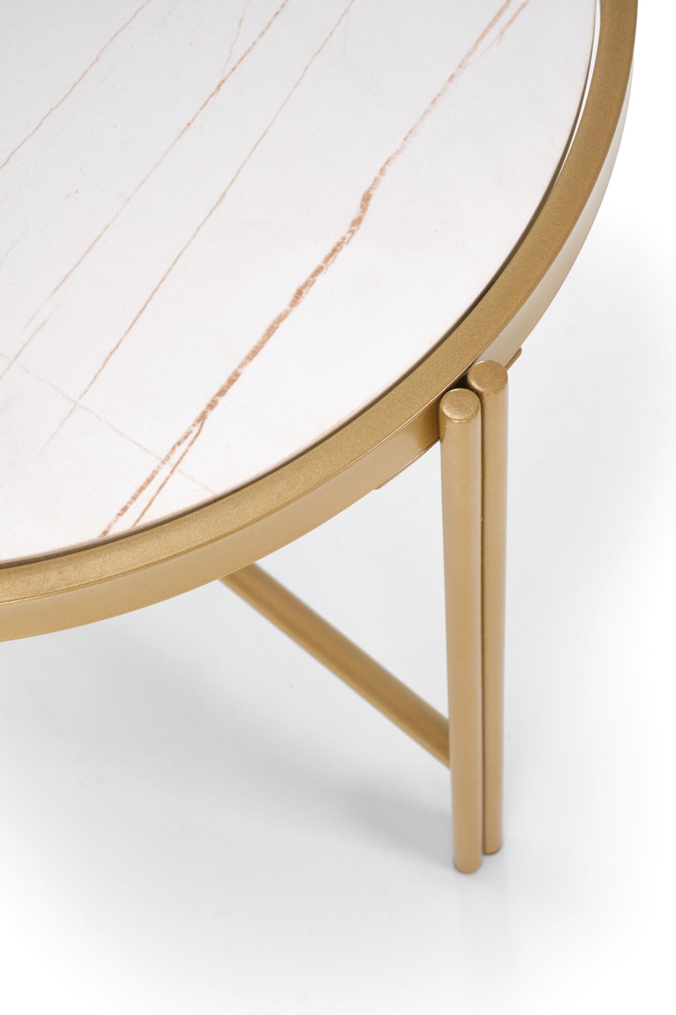 FATIMA konferenčný stolík sada 2ks, mramor/oceľ, biela/zlatá