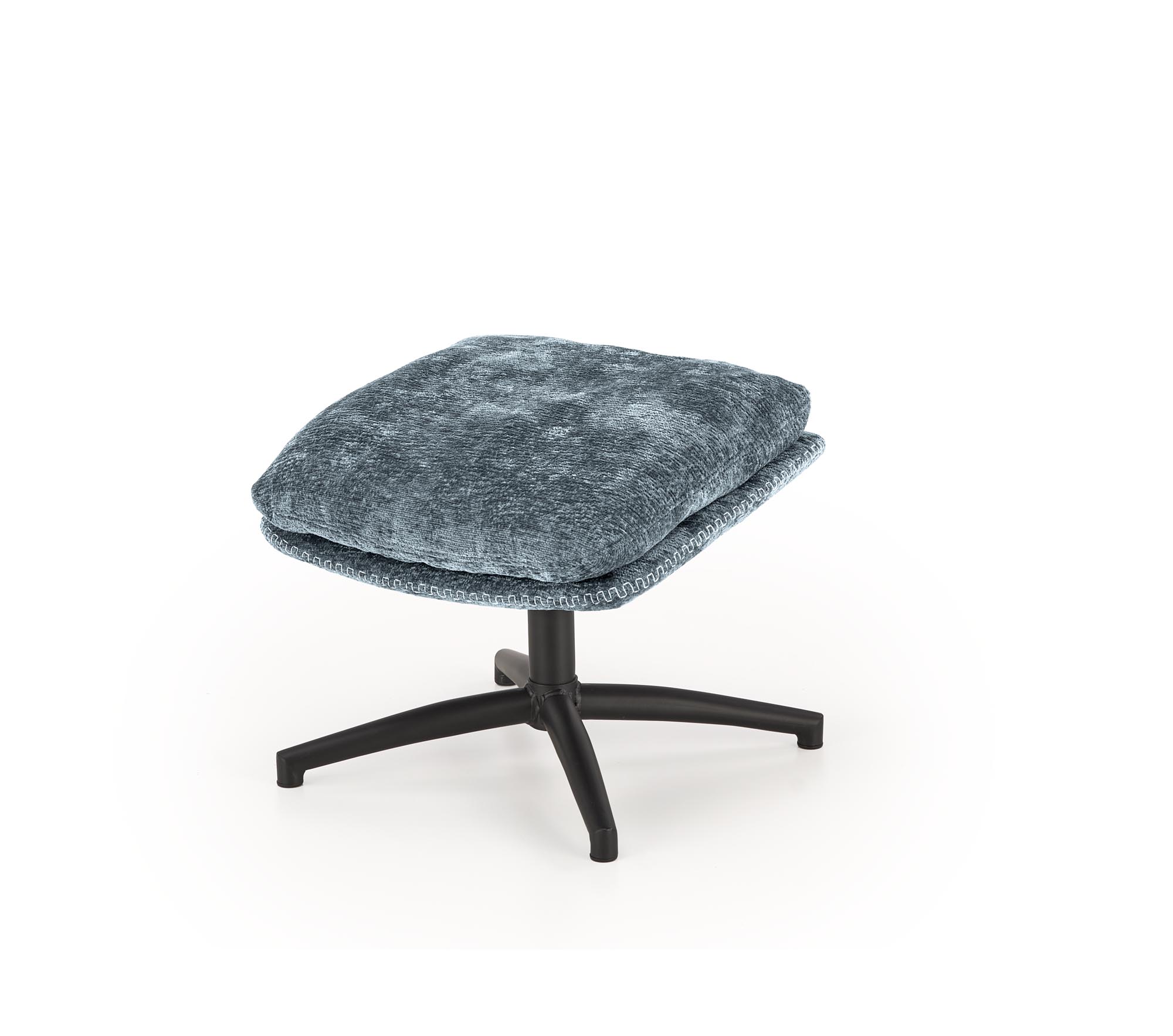 DARIO kreslo s podnožkou, látková/oceľ, modrá