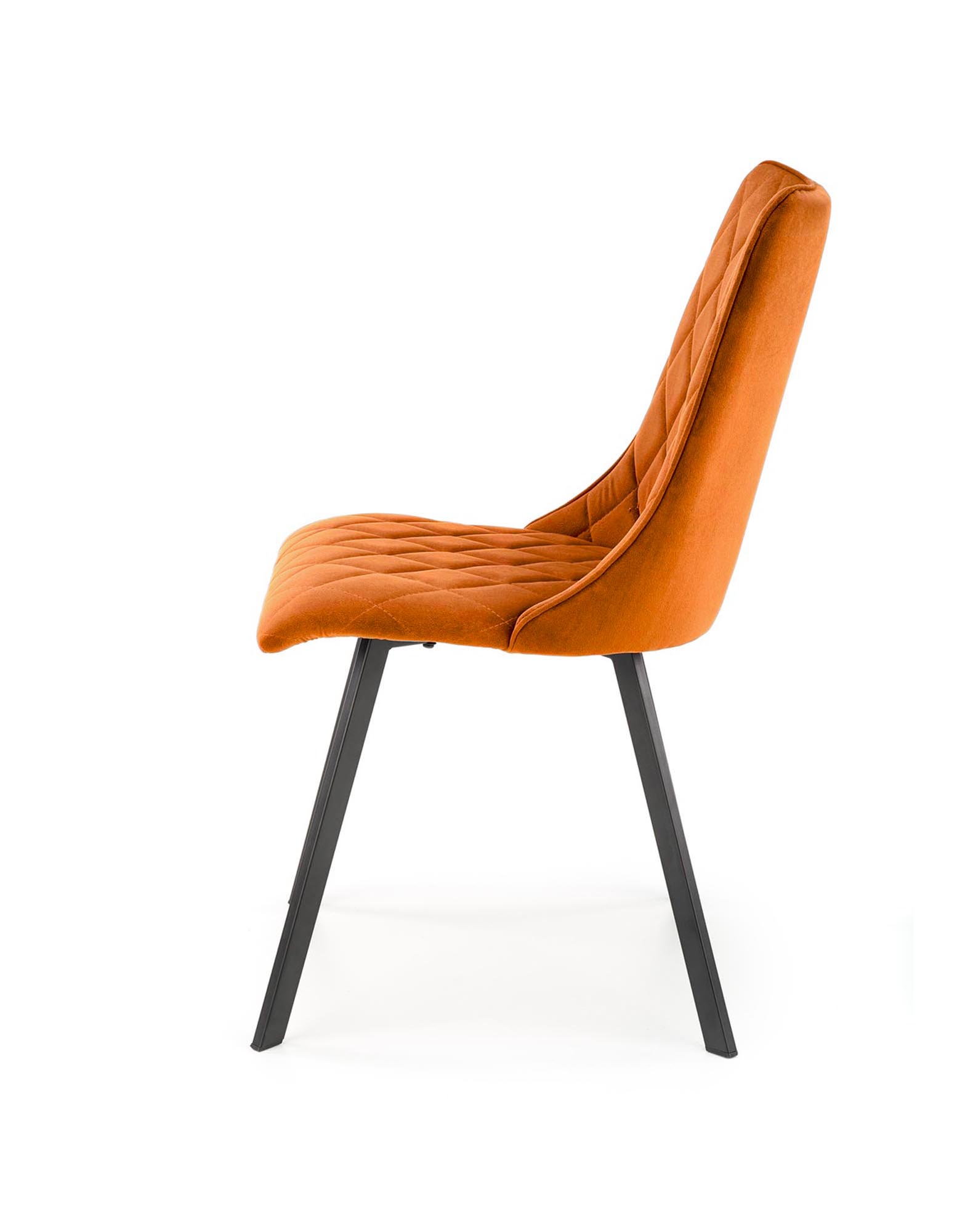 K450 stolička jedálenská, látka velvet škoricová/nohy kov čierne