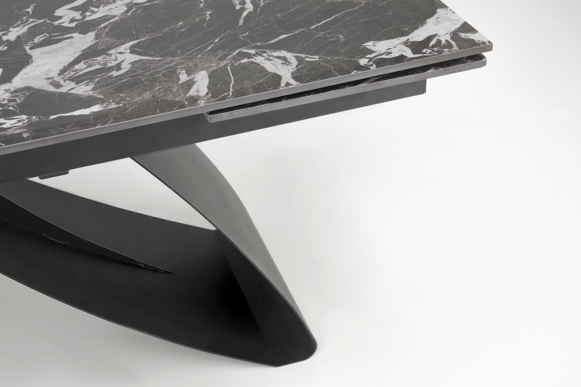 HILARIO jedálenský stôl 180-260/90/75/125cm, mramor/oceľ, čierna/čierna