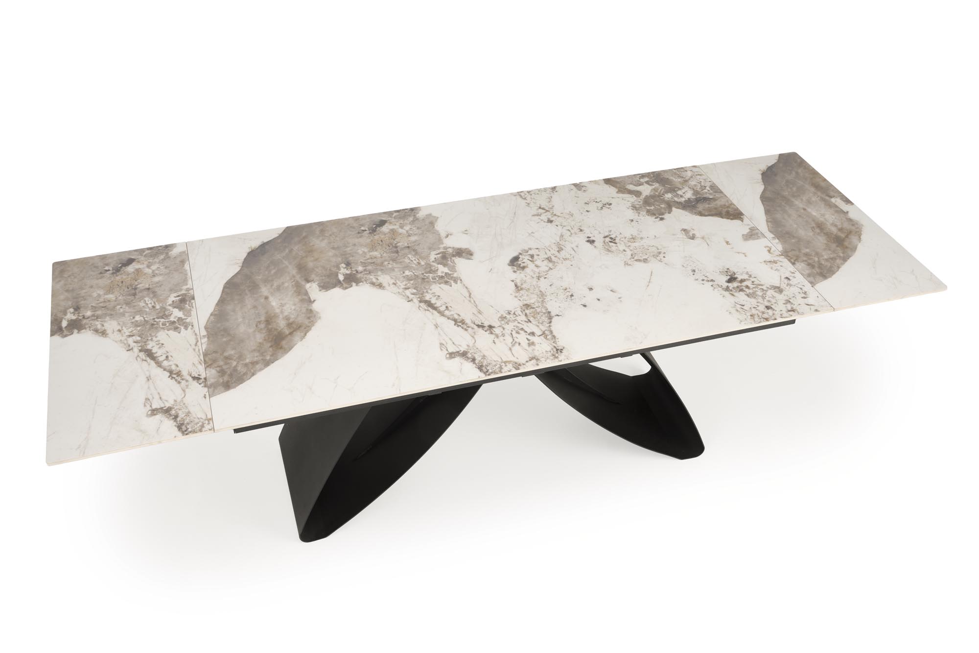 HILARIO jedálenský stôl 180-260/90/75/125cm, mramor/oceľ, biela/čierna