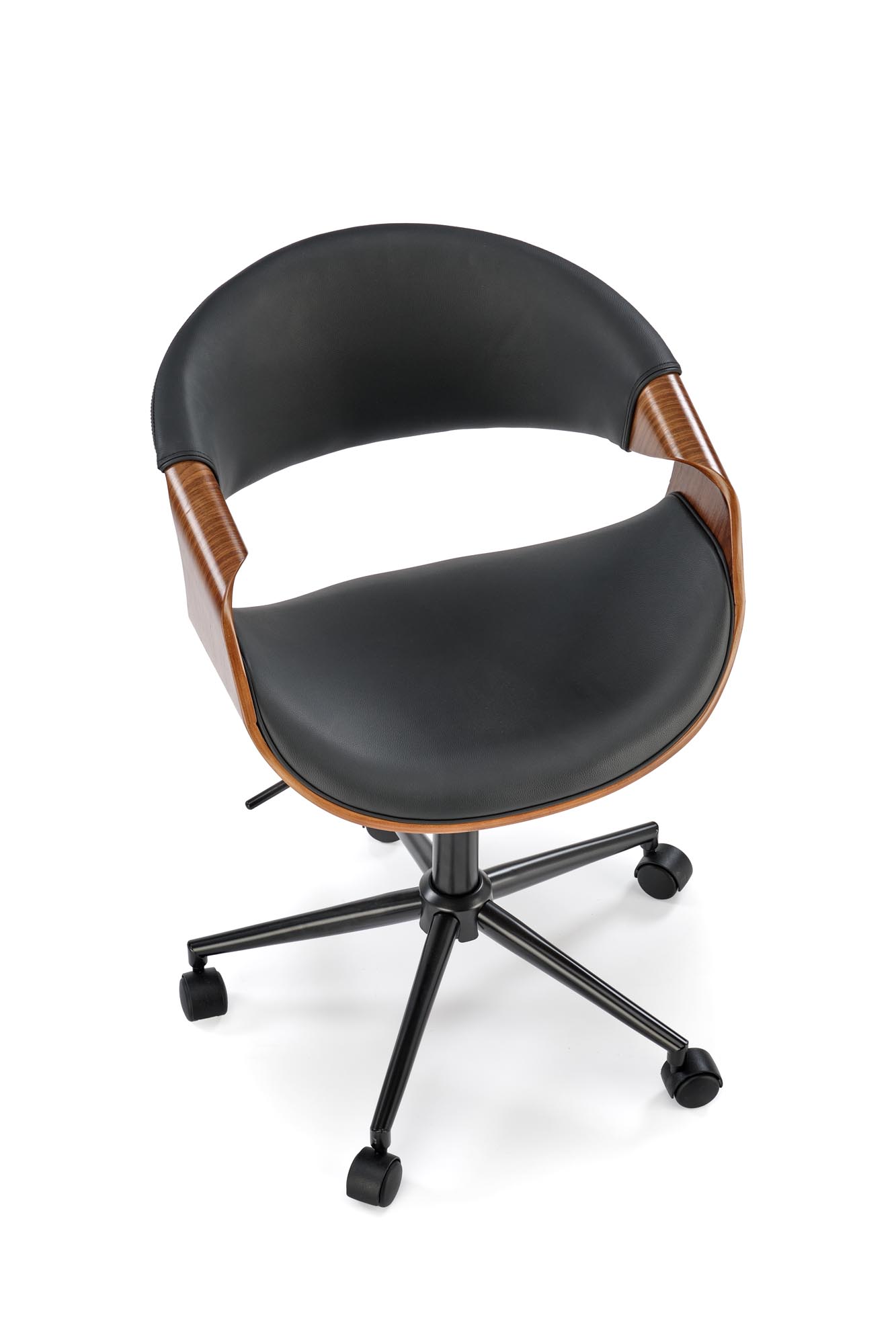 BILBO kancelárske kreslo otočné, preglejka/ekokoža, orech/čierna