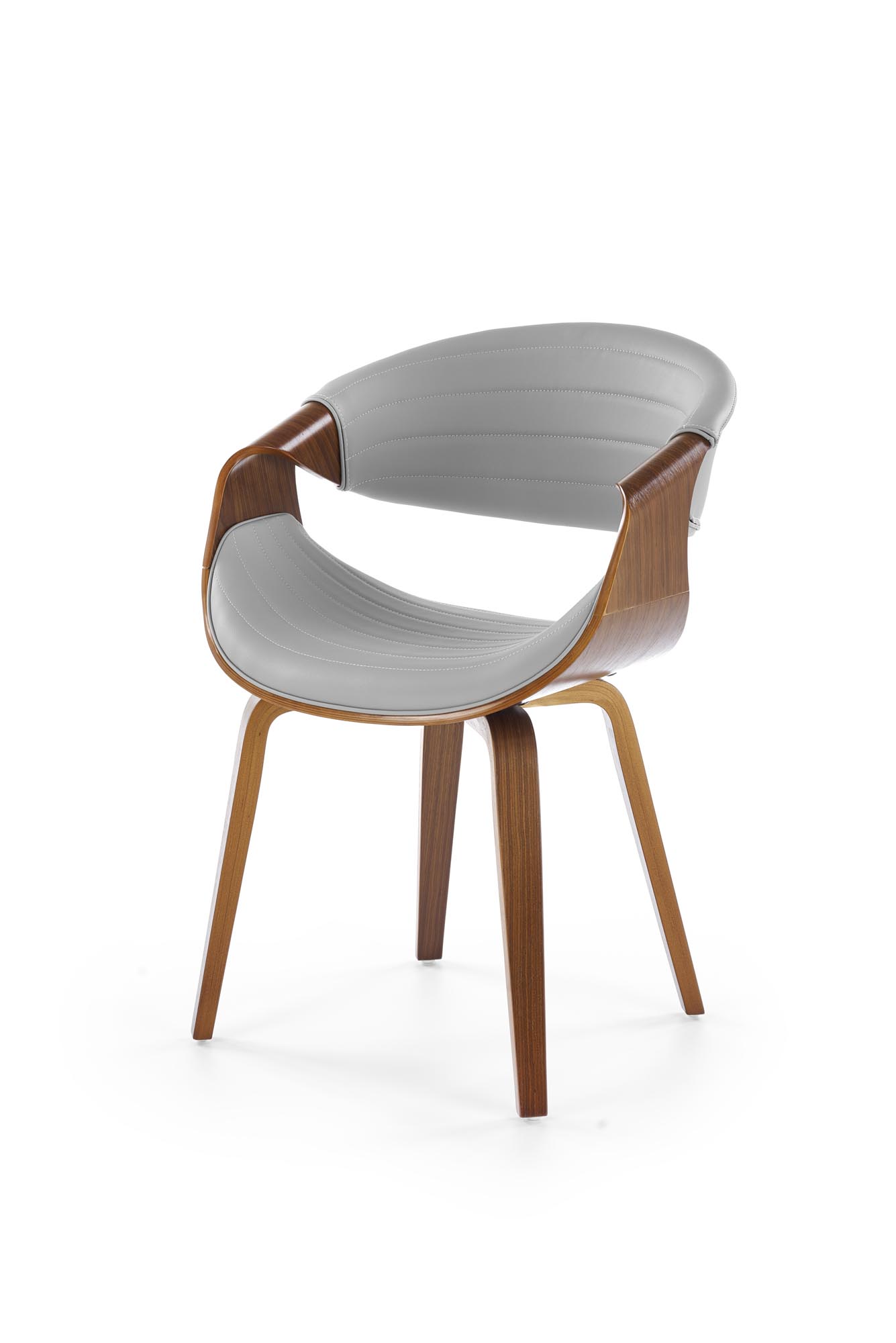 K544 jedálenská stolička, ekokoža/drevo, sivá/orechová