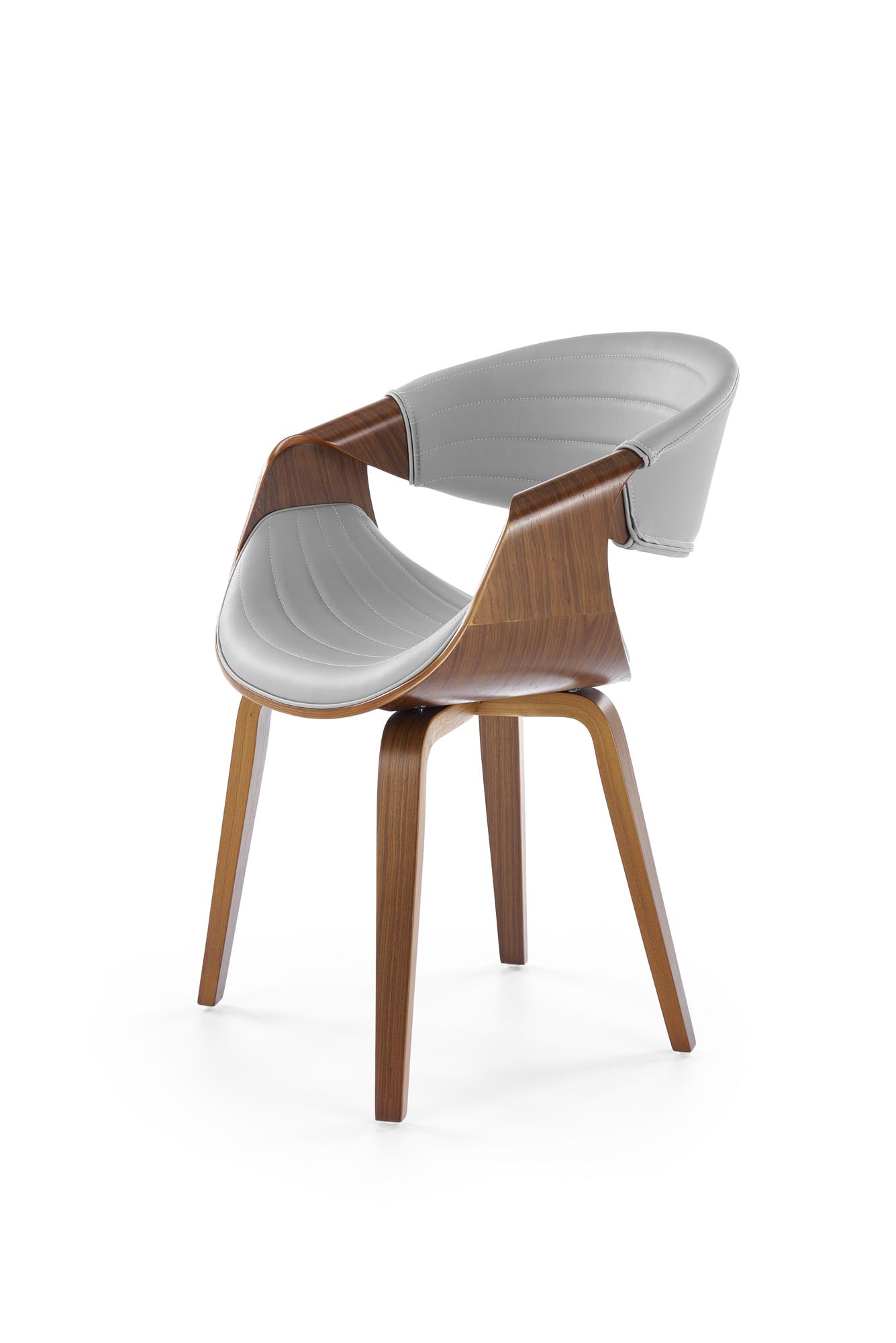 K544 jedálenská stolička, ekokoža/drevo, sivá/orechová