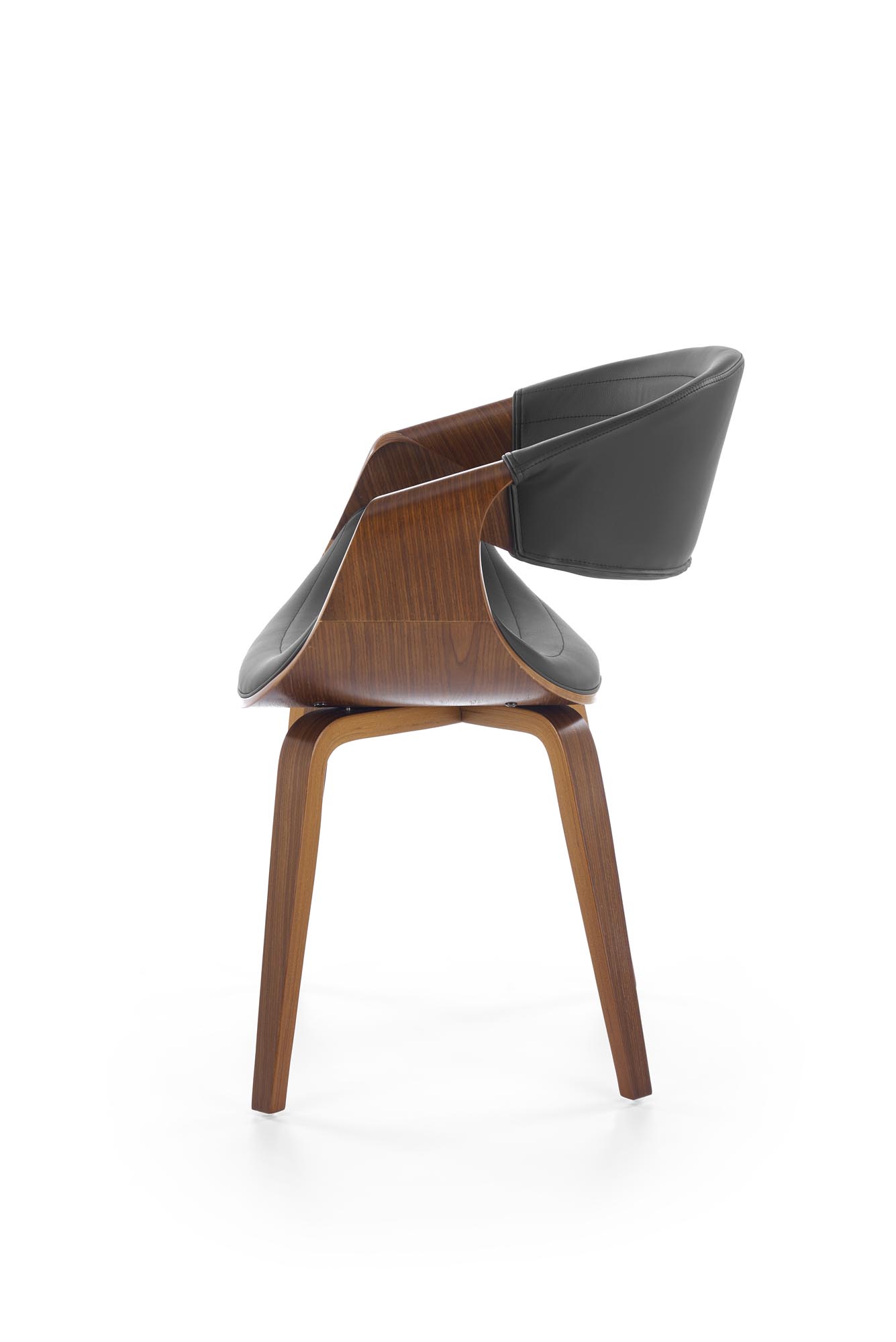 K544 jedálenská stolička, ekokoža/drevo, čierna/orechová