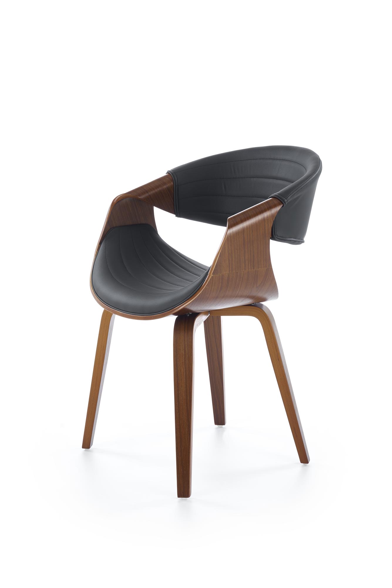K544 jedálenská stolička, ekokoža/drevo, čierna/orechová