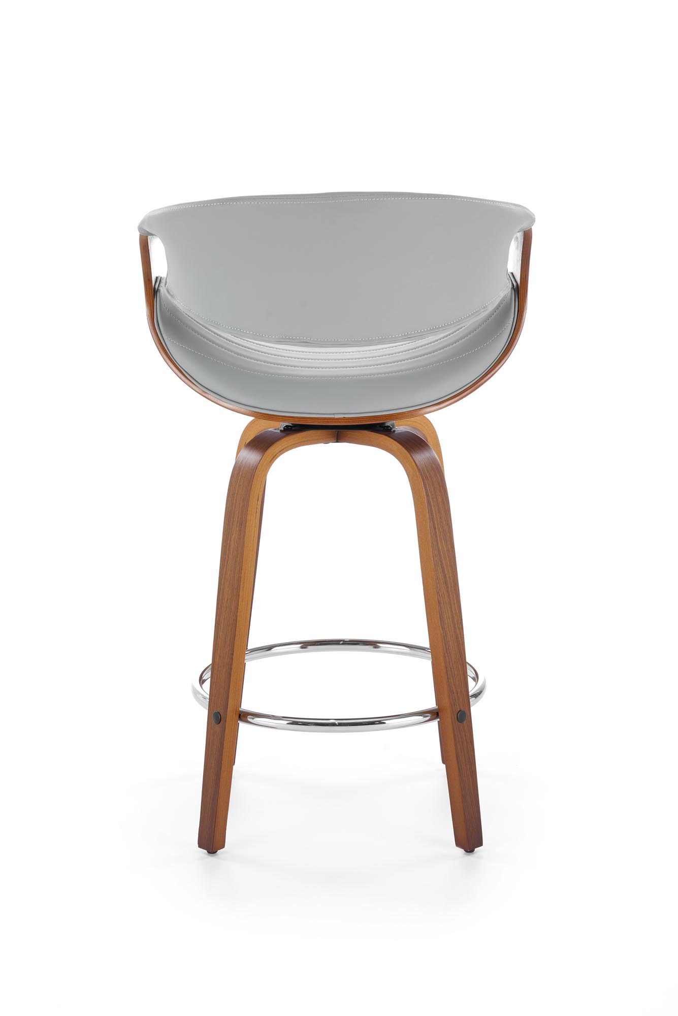 HOKER H123 barová stolička, ekokoža/drevo, sivá/orechová