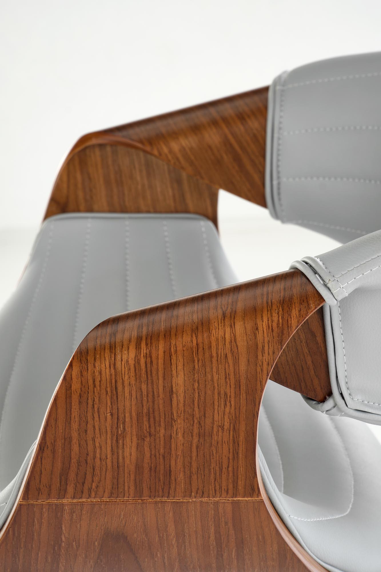 HOKER H123 barová stolička, ekokoža/drevo, sivá/orechová