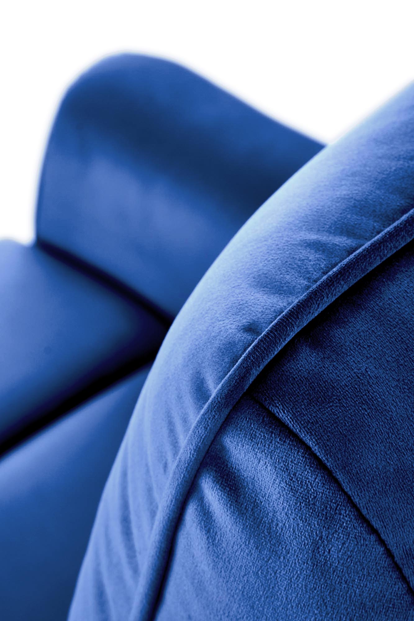 SEMIR oddychové kreslo polohovacie elektrické,USB, látka zamat, modrá