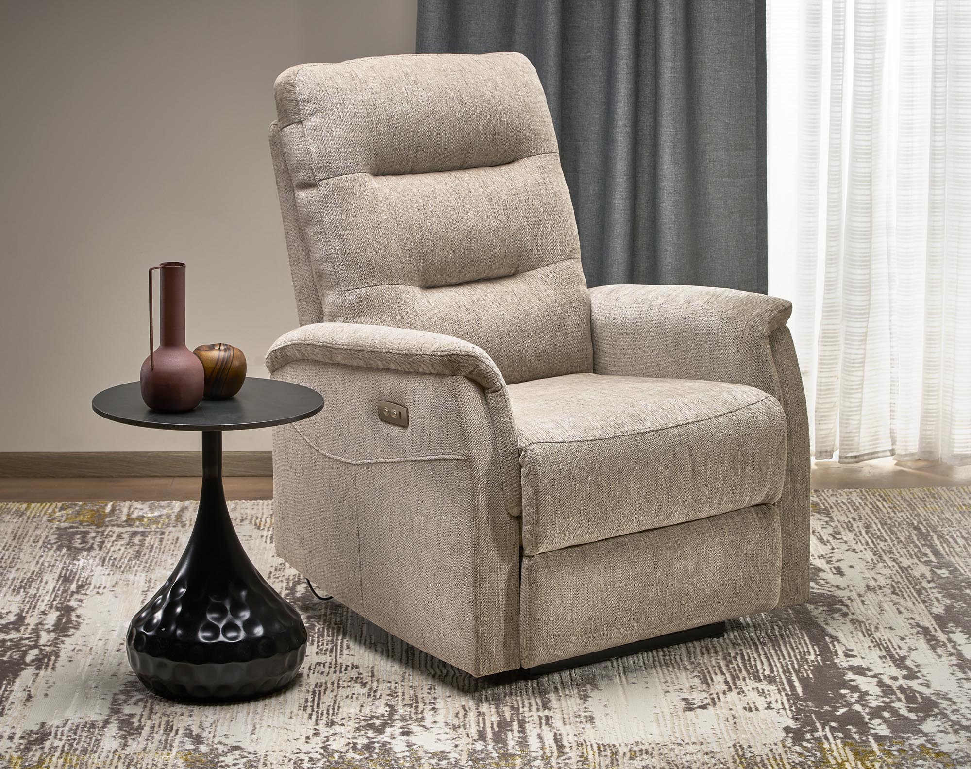 JAMAL elektrické polohovacie kreslo s USB,látka ODIN #28 - béžová