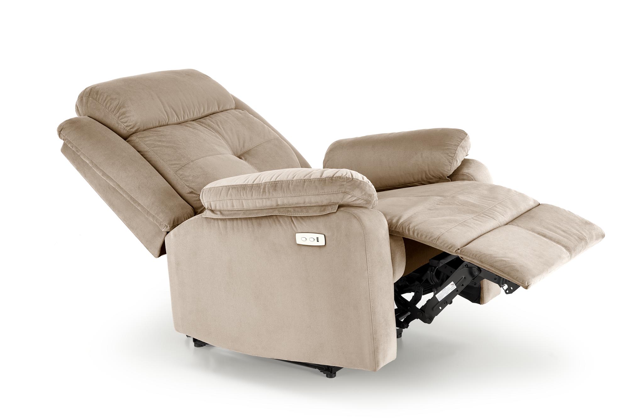 LORIS elektrické polohovacie kreslo s USB, látka béžová