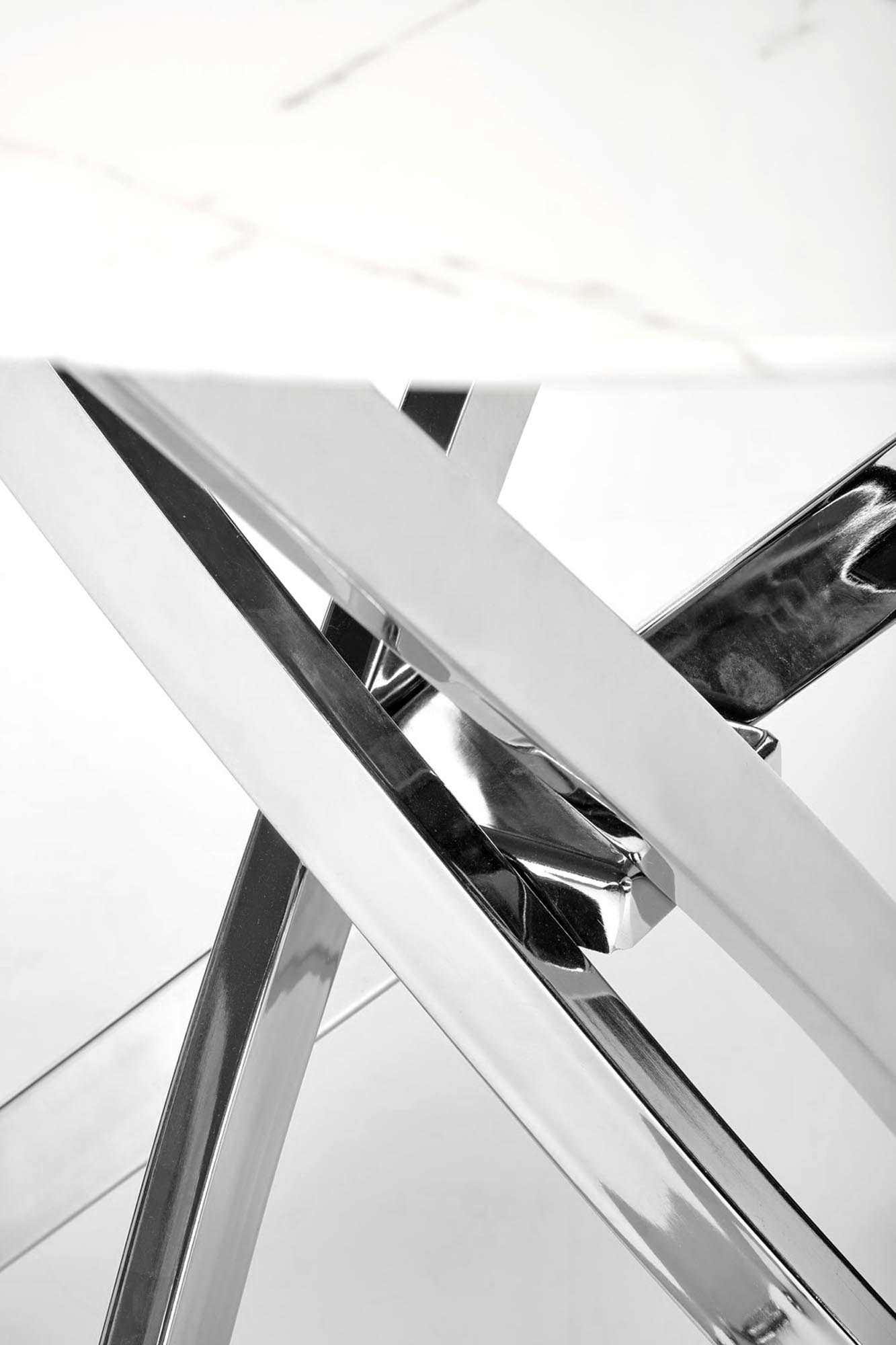 RAYMOND 3 jedálenský stôl okrúhly, 100/73cm, biely mramor/nohy strieborné