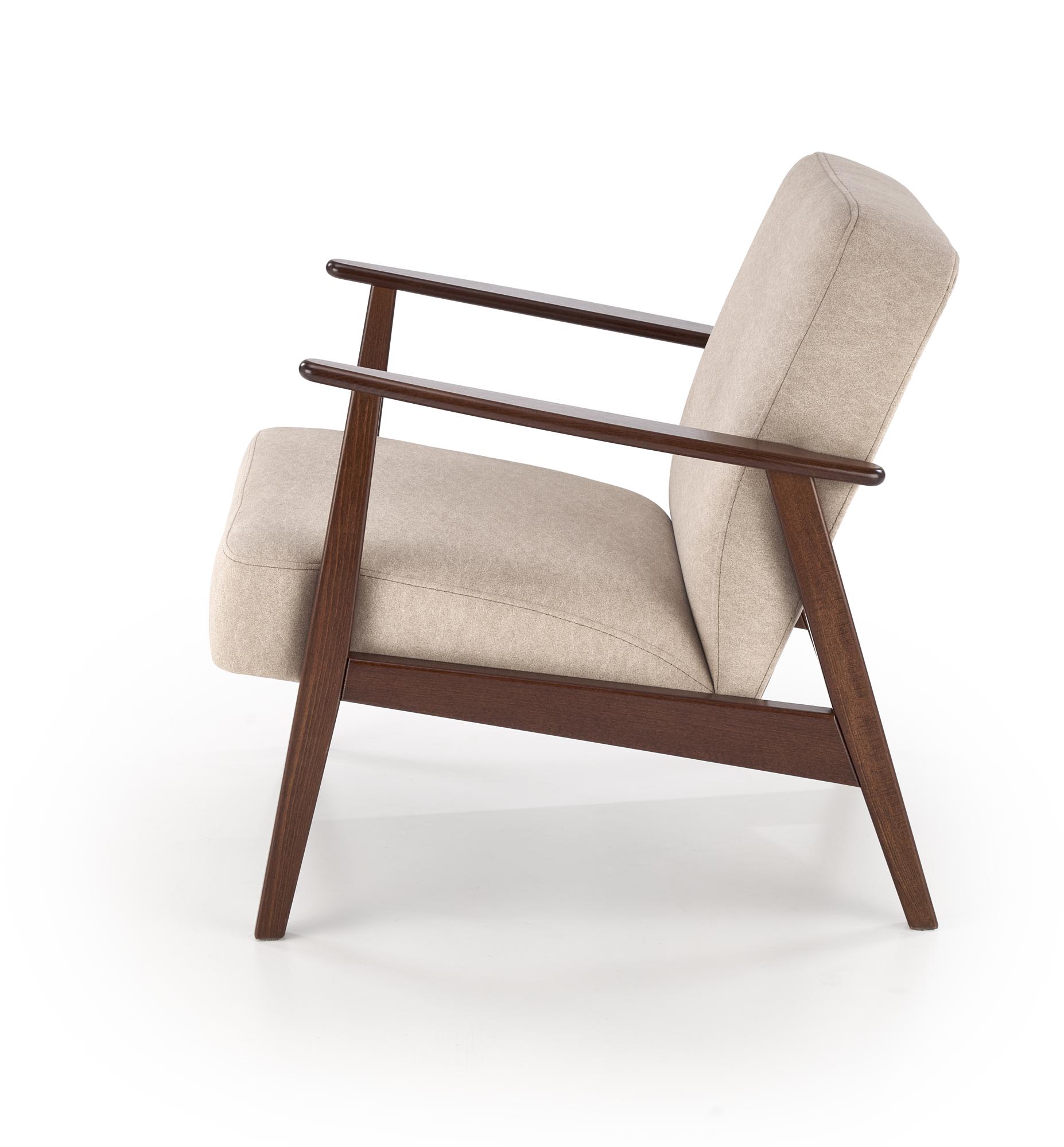 MILANO 1S kreslo, látka béžová CASTEL #15/ tmavý orech