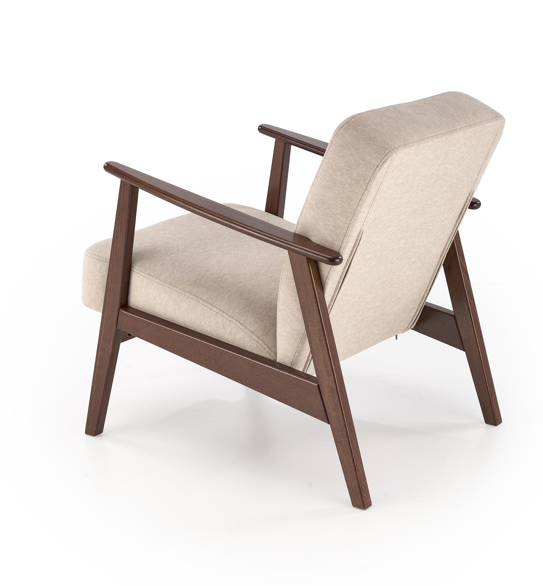 MILANO 1S kreslo, látka béžová CASTEL #15/ tmavý orech