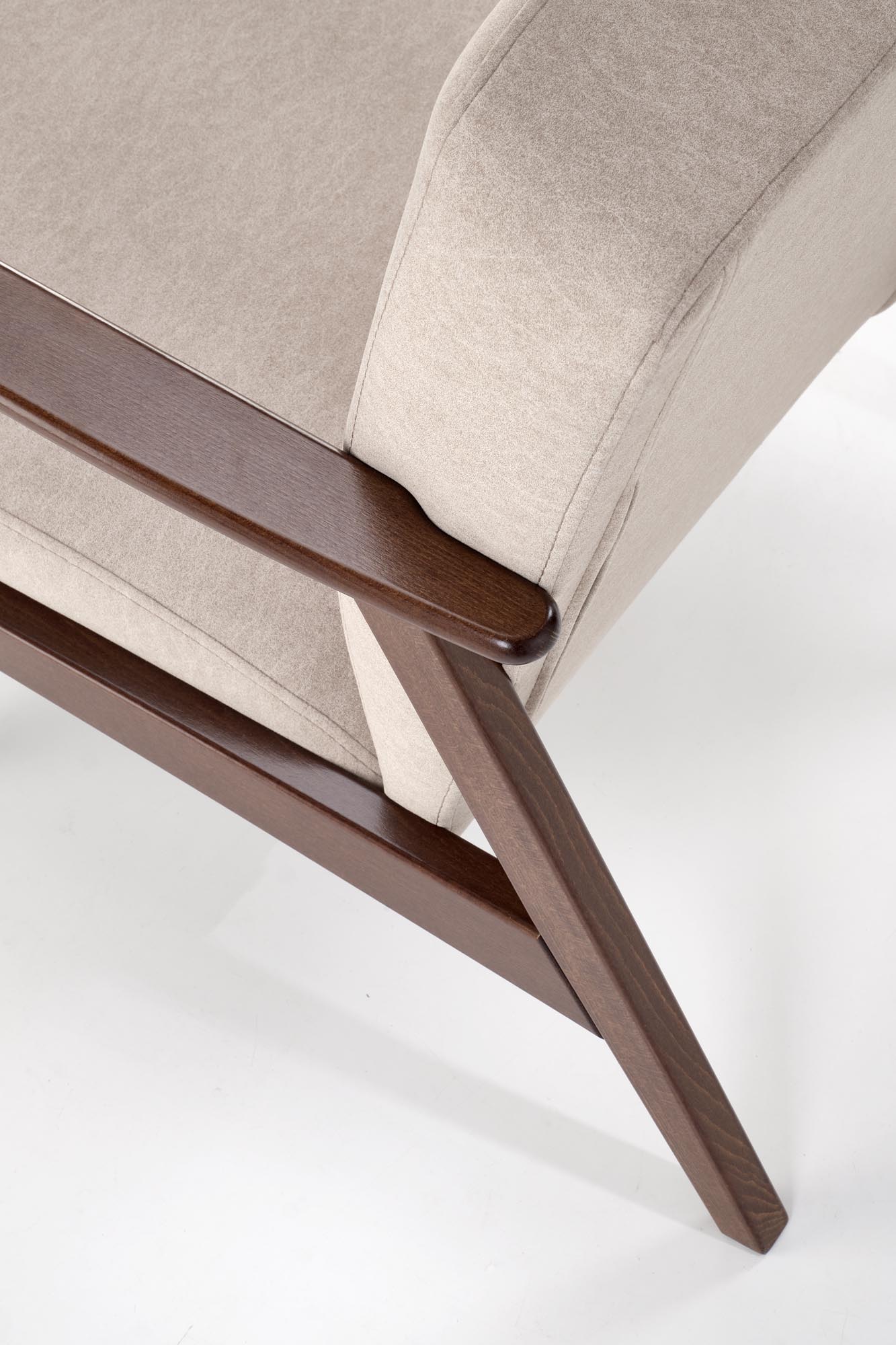 MILANO 1S kreslo, látka béžová CASTEL #15/ tmavý orech