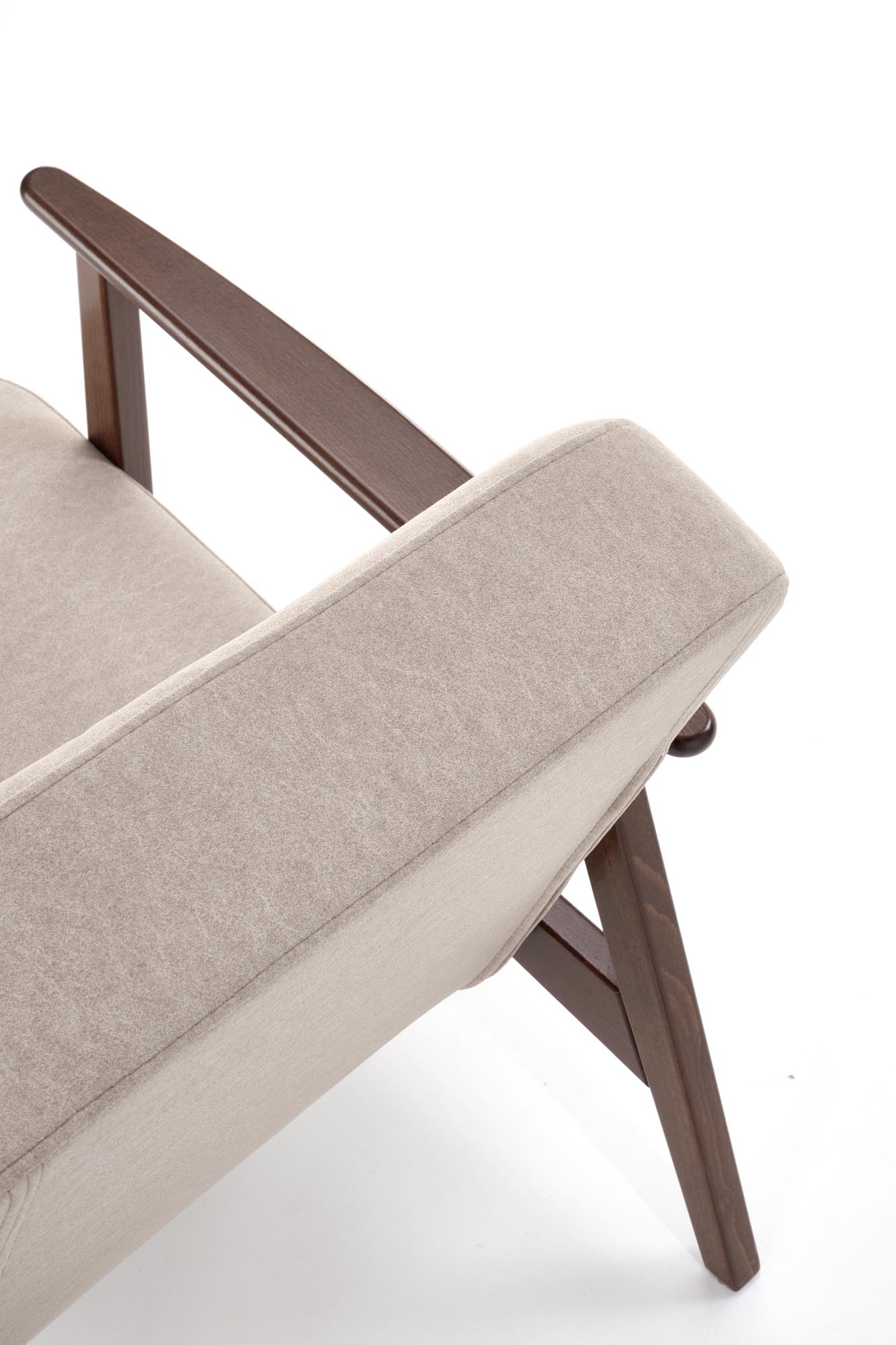 MILANO 1S kreslo, látka béžová CASTEL #15/ tmavý orech