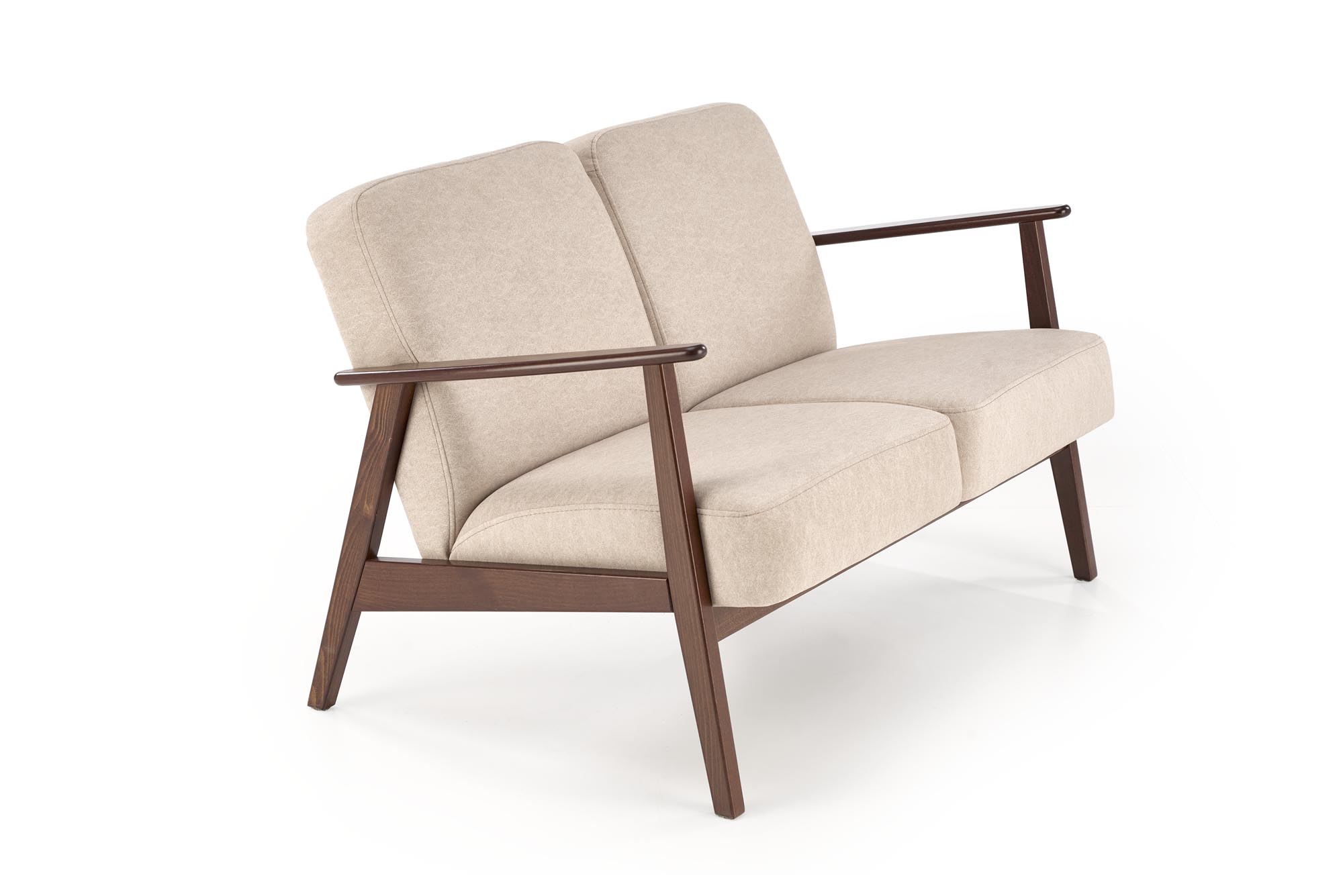 MILANO 2S kreslo, látka béžová CASTEL #15/ tmavý orech