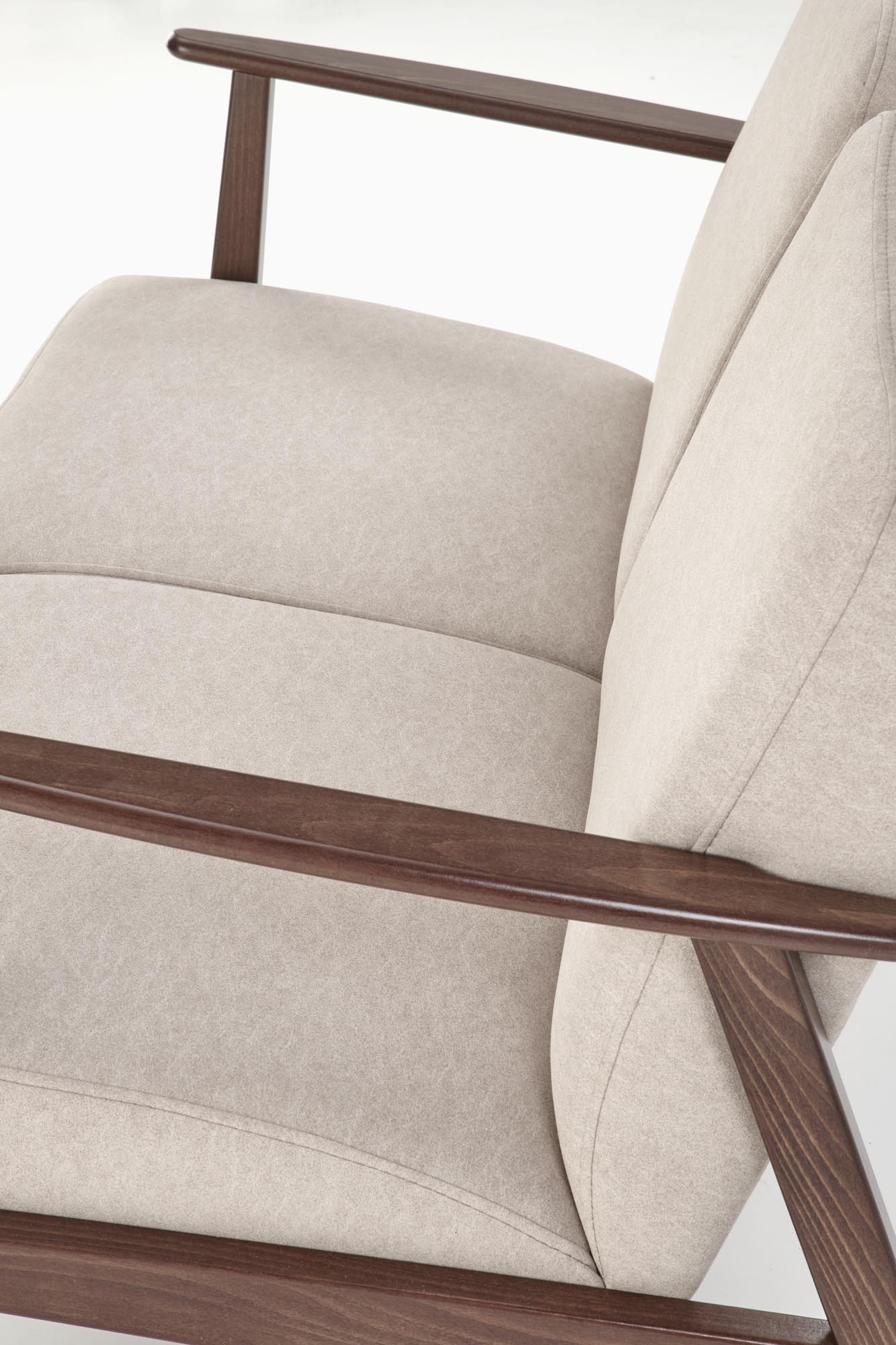 MILANO 2S kreslo, látka béžová CASTEL #15/ tmavý orech