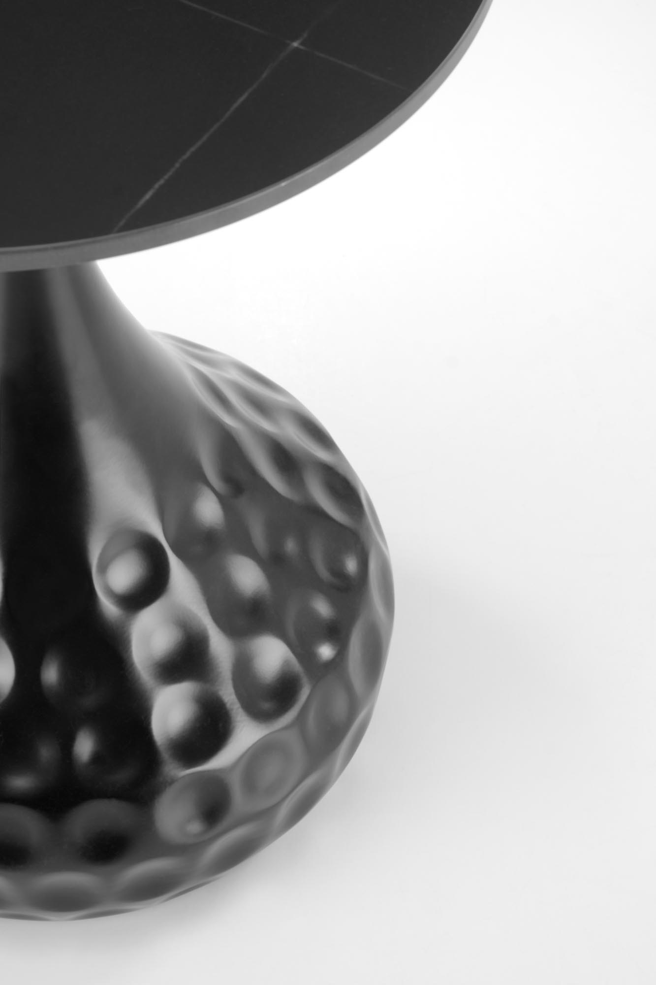 VERDE konferenčný stolík, 40/52cm, mramor/oceľ, čierna/čierna