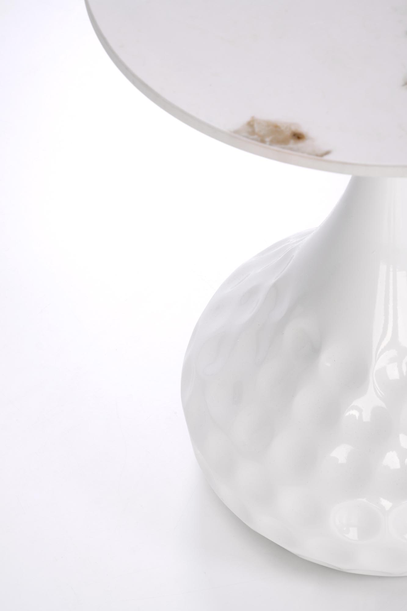 VERDE konferenčný stolík, 40/52cm, mramor/oceľ, biela/biela