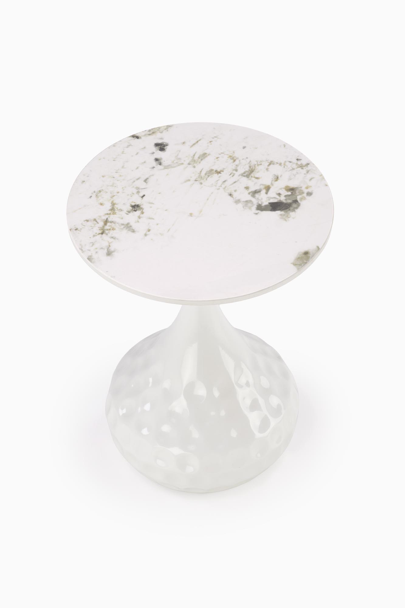 VERDE konferenčný stolík, 40/52cm, mramor/oceľ, biela/biela