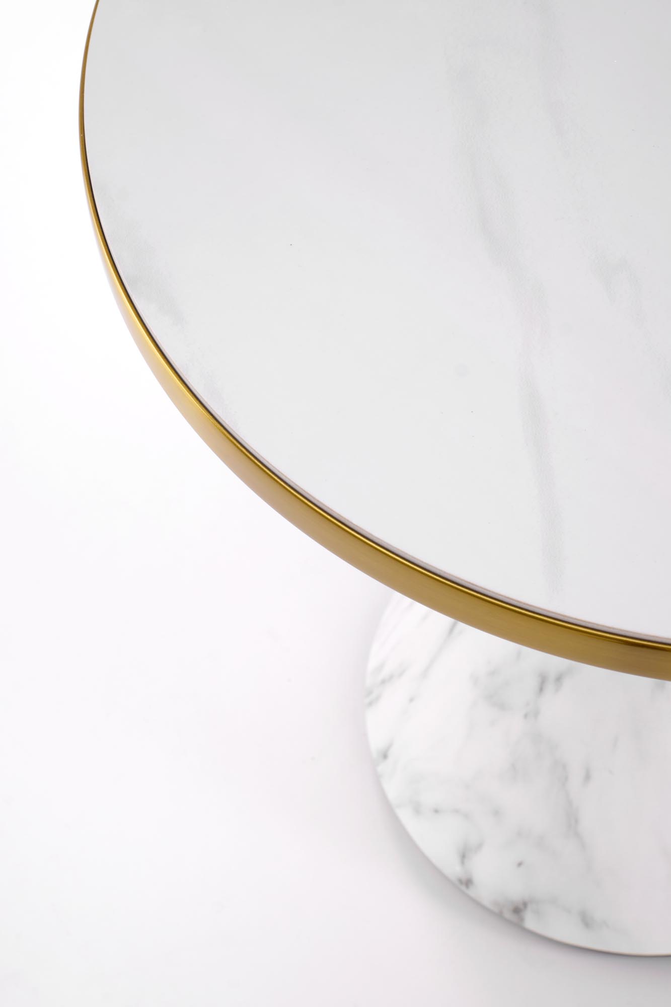 TALBI konferenčný stolík, 50/52 cm, mramor/oceľ-nerez, biela/zlatá