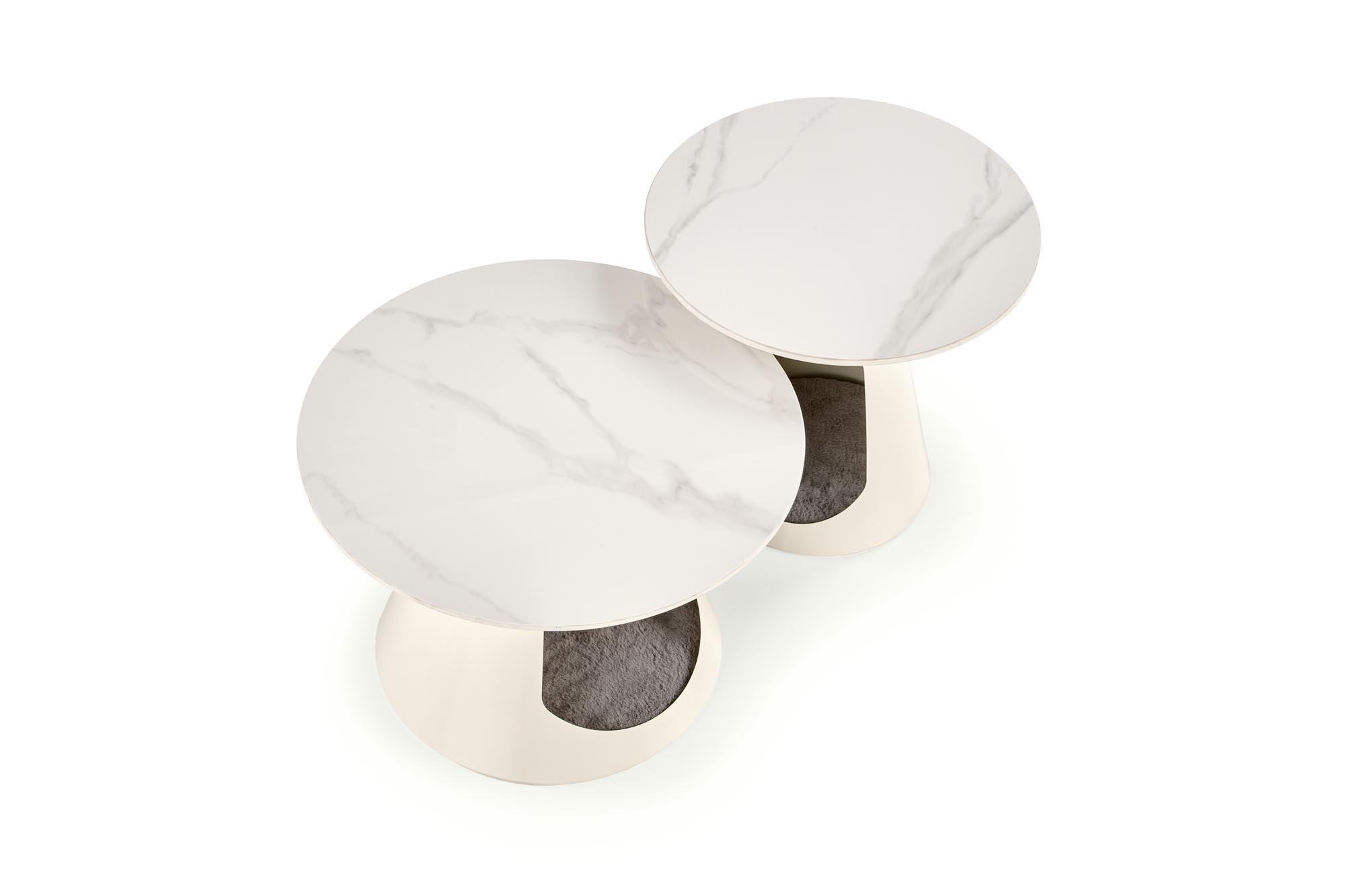 OSARIO konferenčný stolík sada 2ks, mramor/oceľ, biela/biela