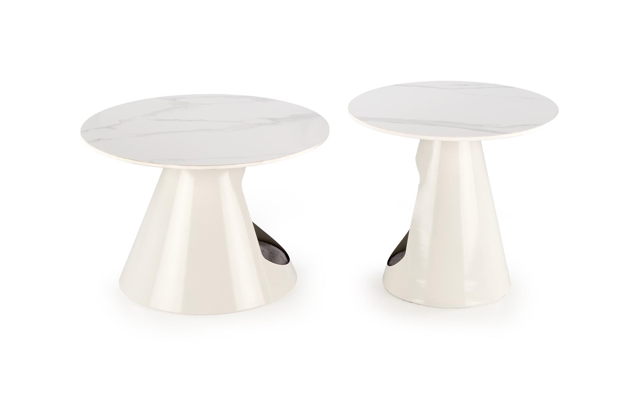 OSARIO konferenčný stolík sada 2ks, mramor/oceľ, biela/biela