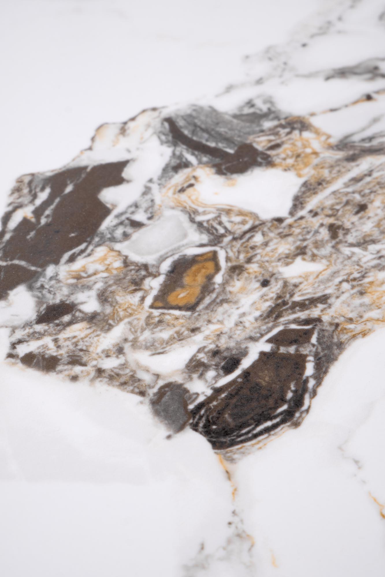 ROSA konferenčný stolík, 50/59cm, oceľ-nerez/mramor, biela/zlatá/sivá