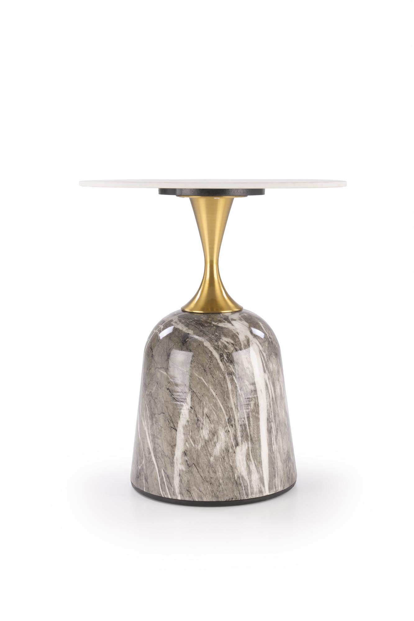 ROSA konferenčný stolík, 50/59cm, oceľ-nerez/mramor, biela/zlatá/sivá