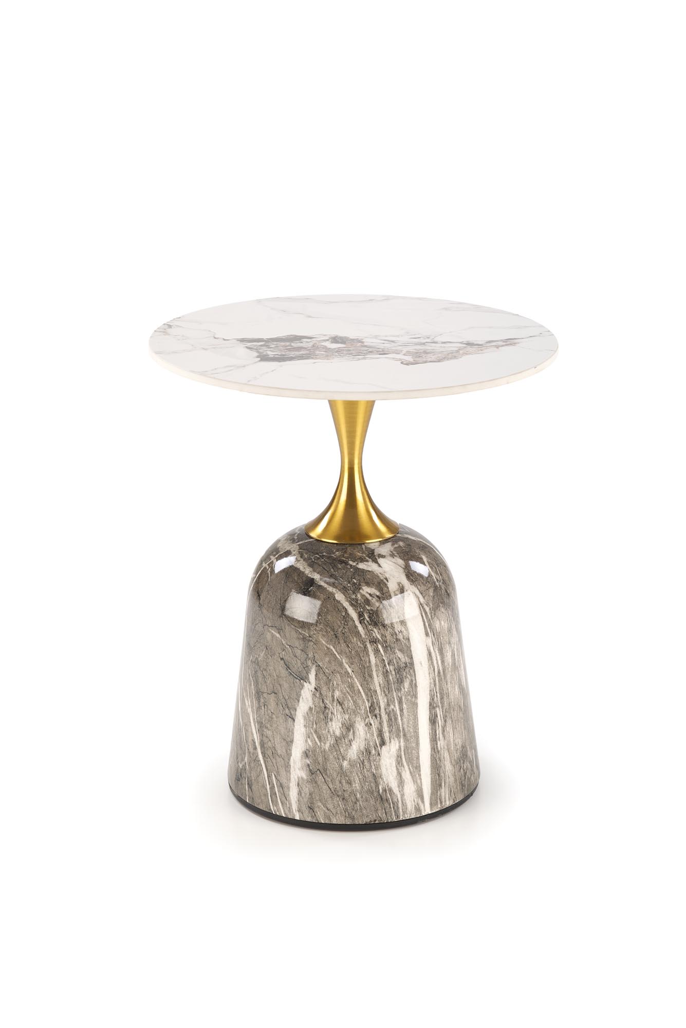 ROSA konferenčný stolík, 50/59cm, oceľ-nerez/mramor, biela/zlatá/sivá