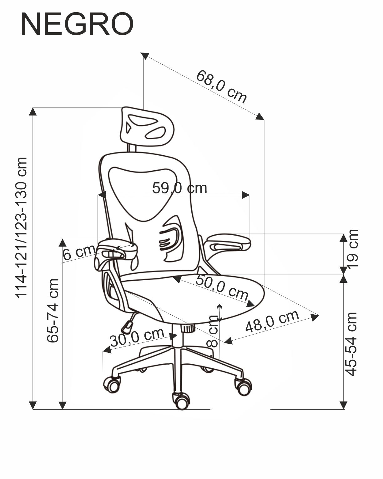 NEGRO kancelárske kreslo otočné s mechan.TILT, sieťovnina, čierne