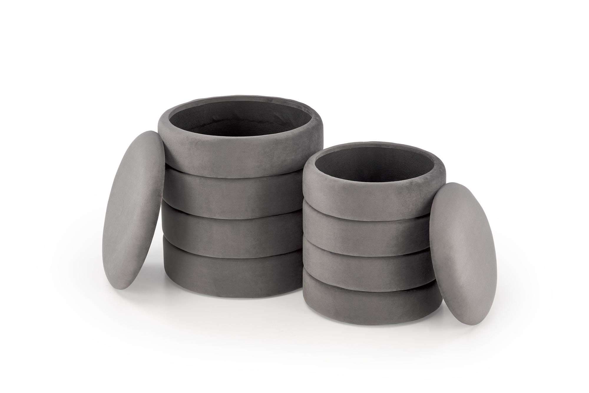 PACHO taburetka sada 2ks s úložným priestorom, sivá