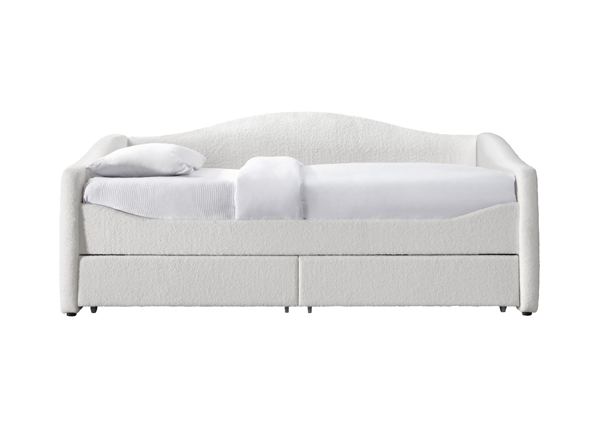 CAYDENCE 99/216/94cm posteľ so zásuvkami, látka velvet, krémová