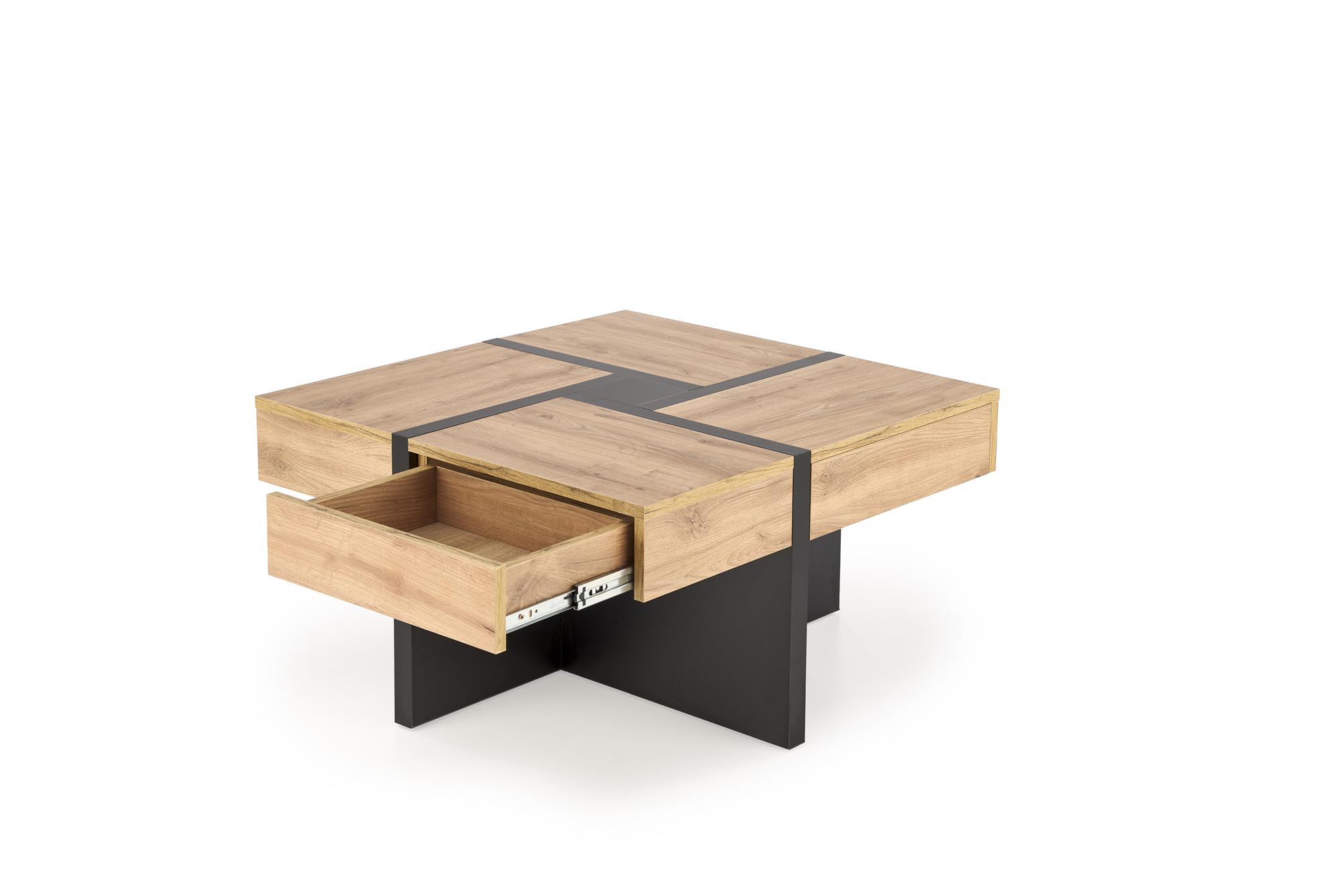 SEVILLA S konferenčný stolík, 80/80/47cm, dub craft/čierny