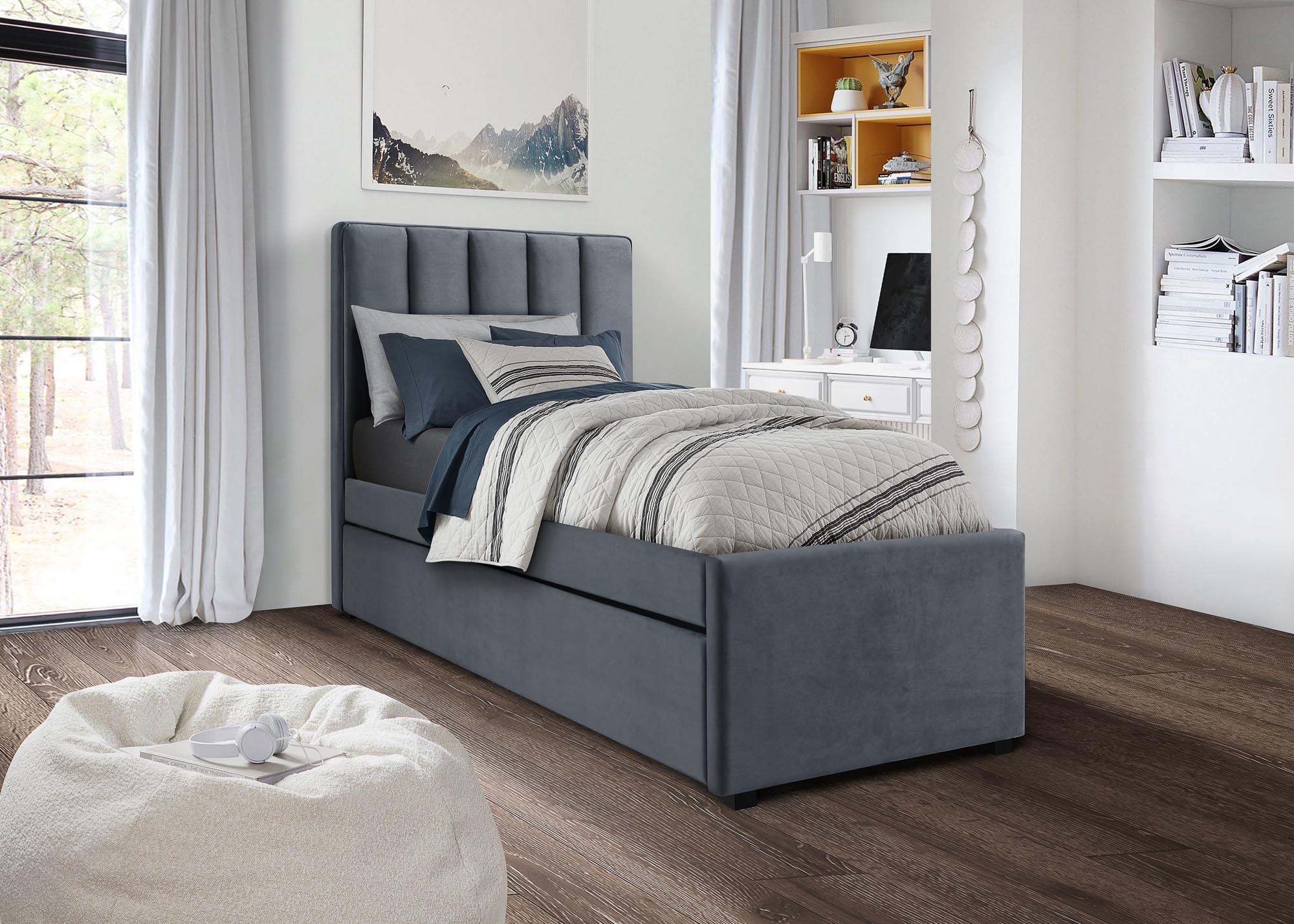 RUSO 90 posteľ s úložným prestorom, látka VELVET, sivá