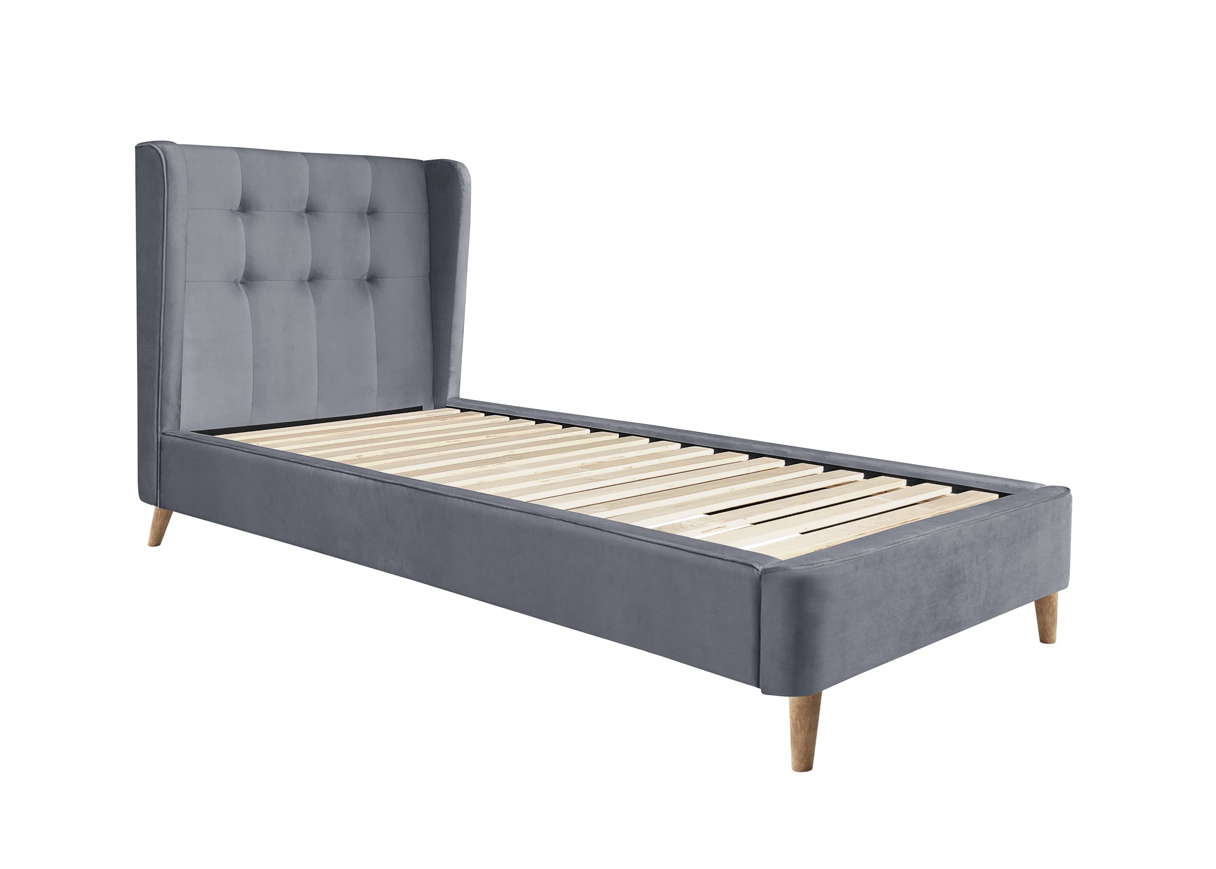 ESTELLA 90cm posteľ, látka zamat, sivá