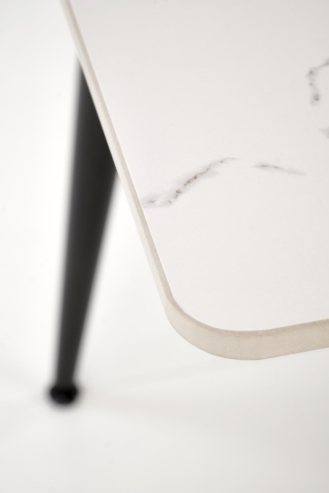 EMILIO stôl jedálenský 120/70/76/100cm, biely mramor/ nohy čierne