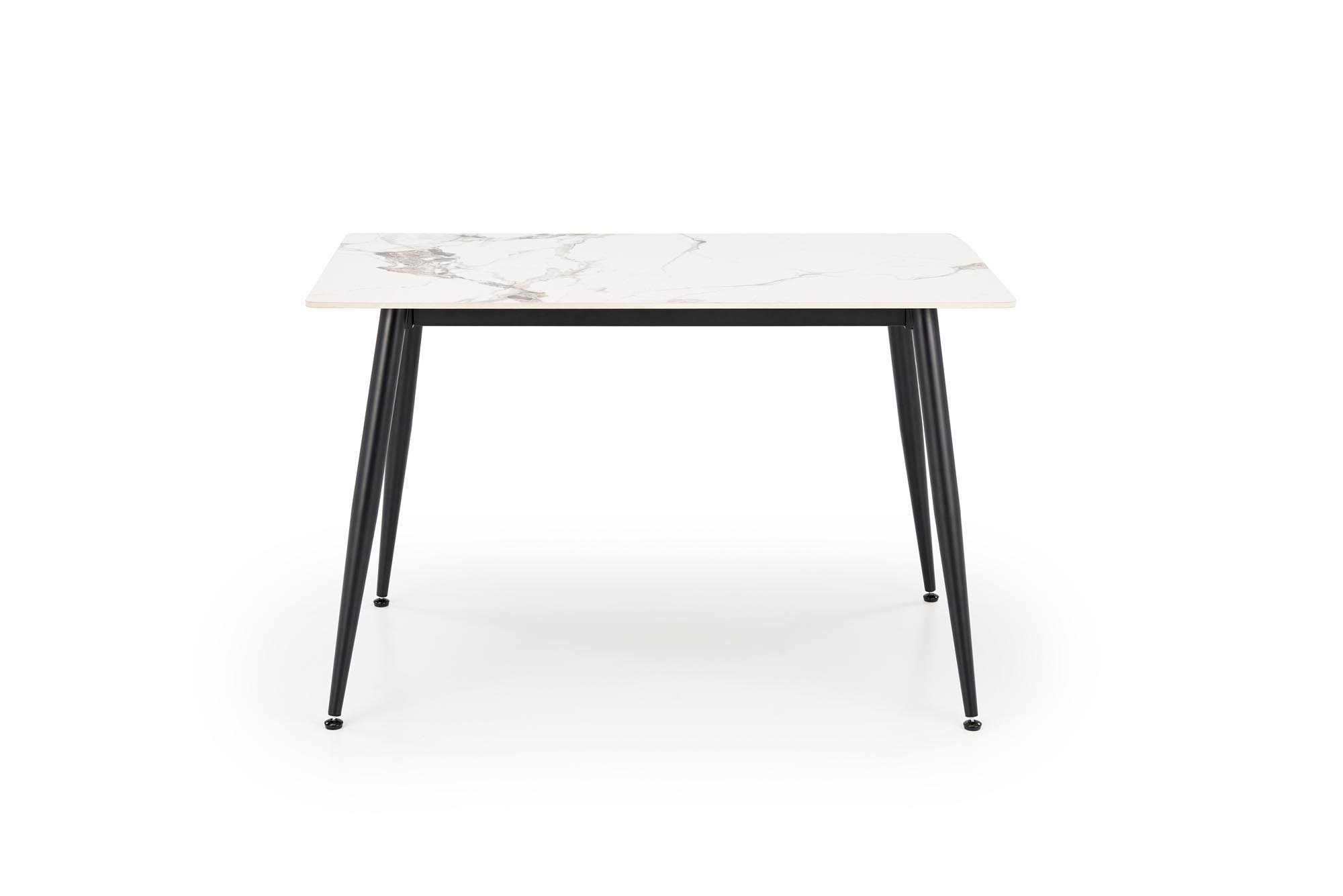 EMILIO stôl jedálenský 120/70/76/100cm, biely mramor/ nohy čierne